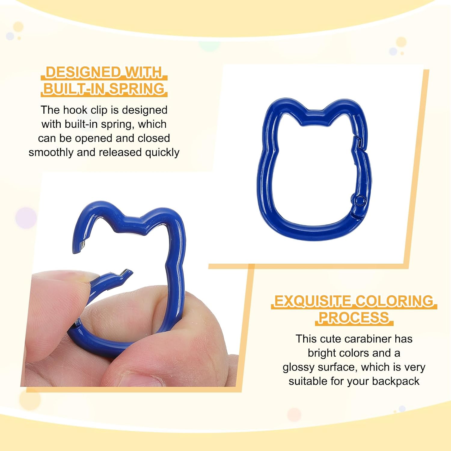 PATIKIL Spring Snap Hook, Cute Cat Shape Keychain Clips Small Keyrings Holder for Bag Purse Strap Keychain Jewelry DIY Making Camping Accessories image 4