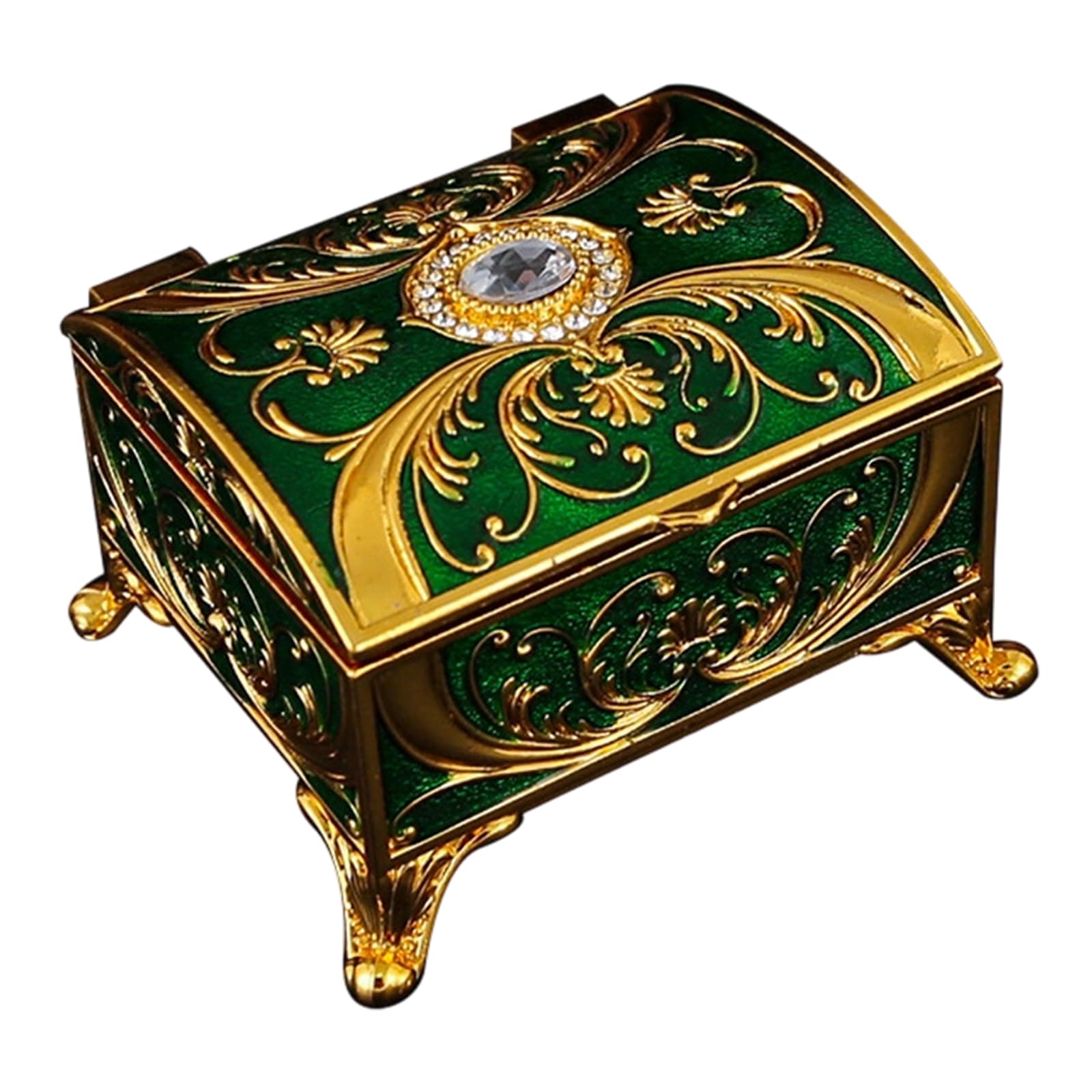 TQUXNGA Sturdy Alloy Enameled Storage Box Featuring Floral Designs and Old Jewelry Storage
