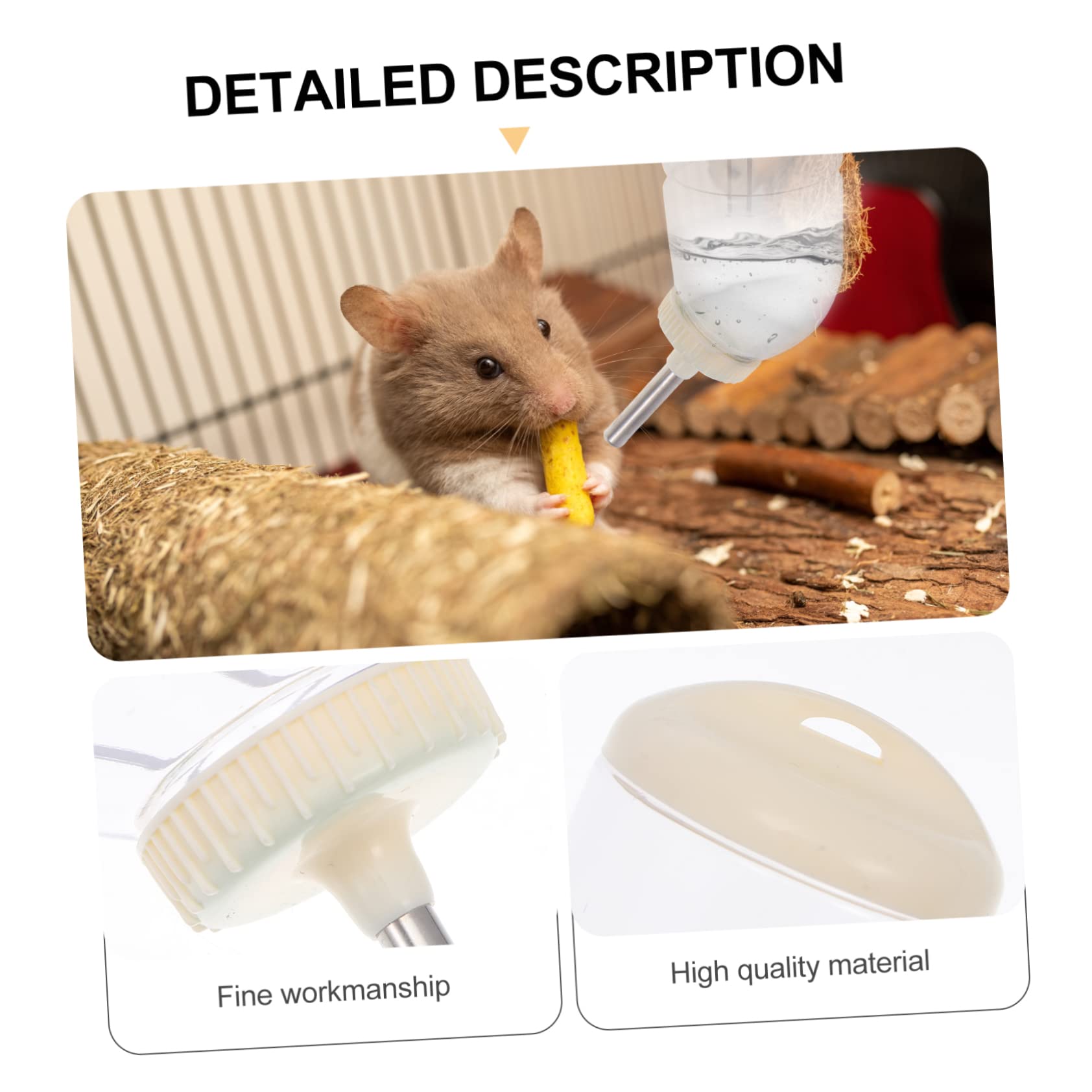 BESPORTBLE 6 Pièces Abreuvoir Lapin Distributeur d'eau pour Animaux Bouteille De Cobaye Bouteille d'eau pour Animaux Récipient à Eau Pratique pour Lapin Biberon Acier Inoxydable Beige