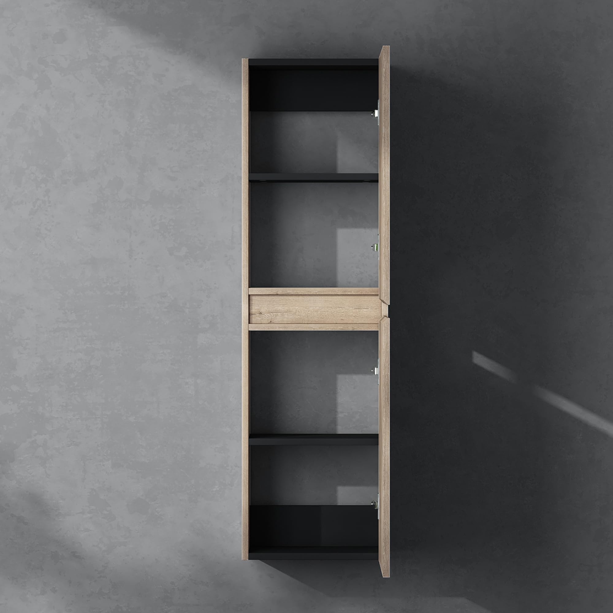 doporro Armadio Colonna Bagno 35x20x120cm, Mobile Bagno Alto Multiuso con 2 Ante e 4 Vani, Rovere chiaro, Verona