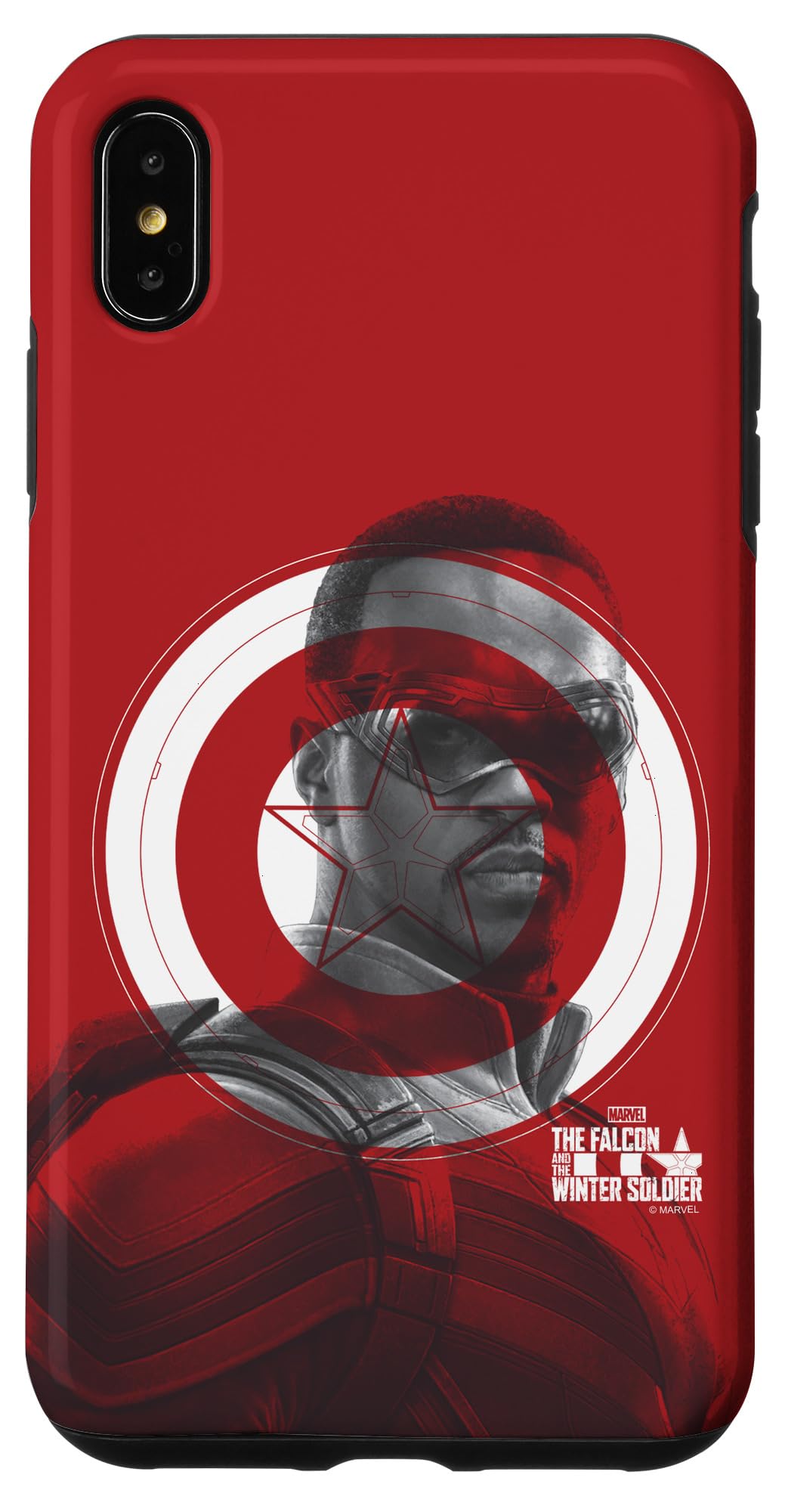 Funda iPhone XS Max Falcon Marvel con diseño de póster y escudo 4