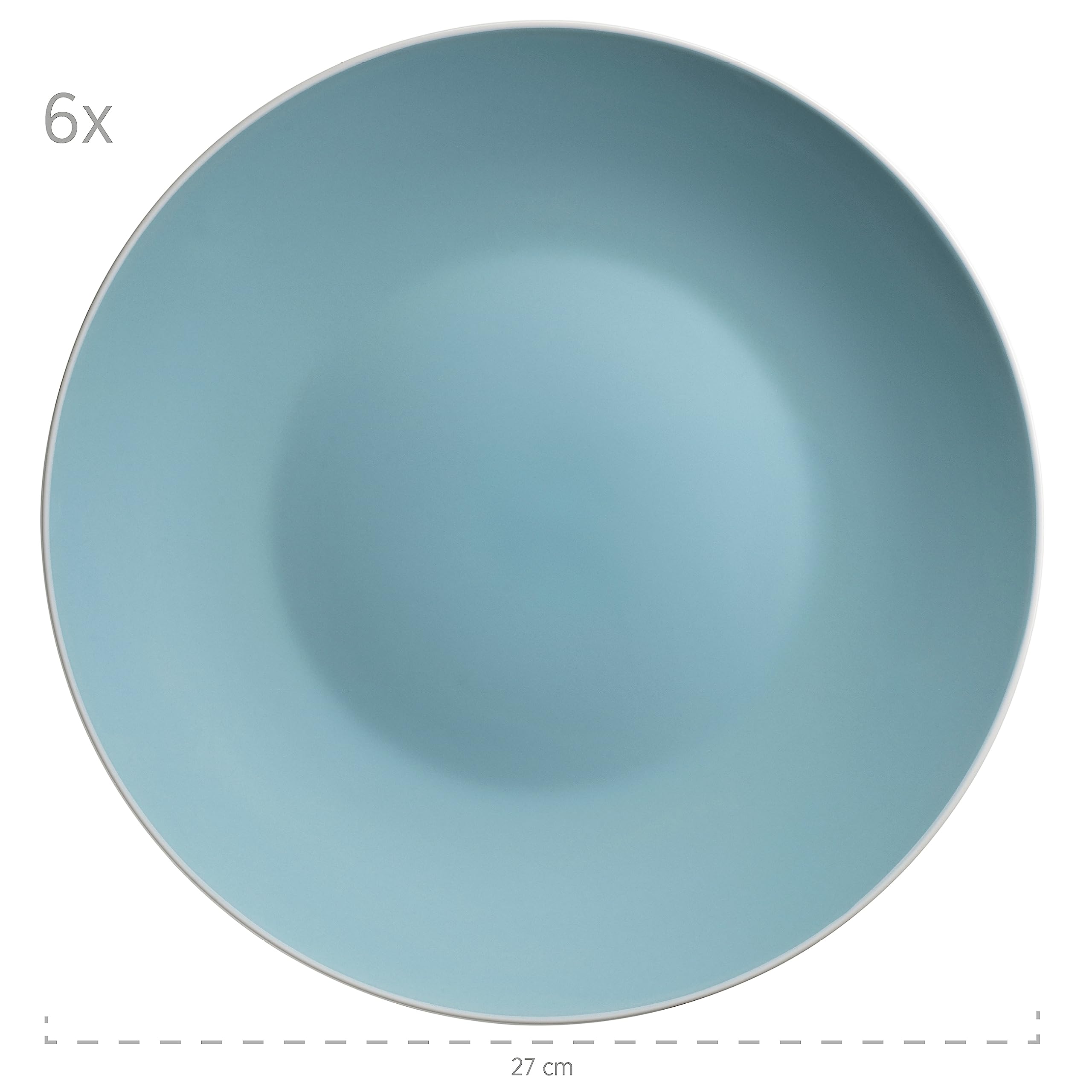MÄSER 931770 Serie Elissa Modernes Geschirr Set für 6 Personen in Türkis mit weißem Rand, 24-teiliges Kombiservice, Steinzeug