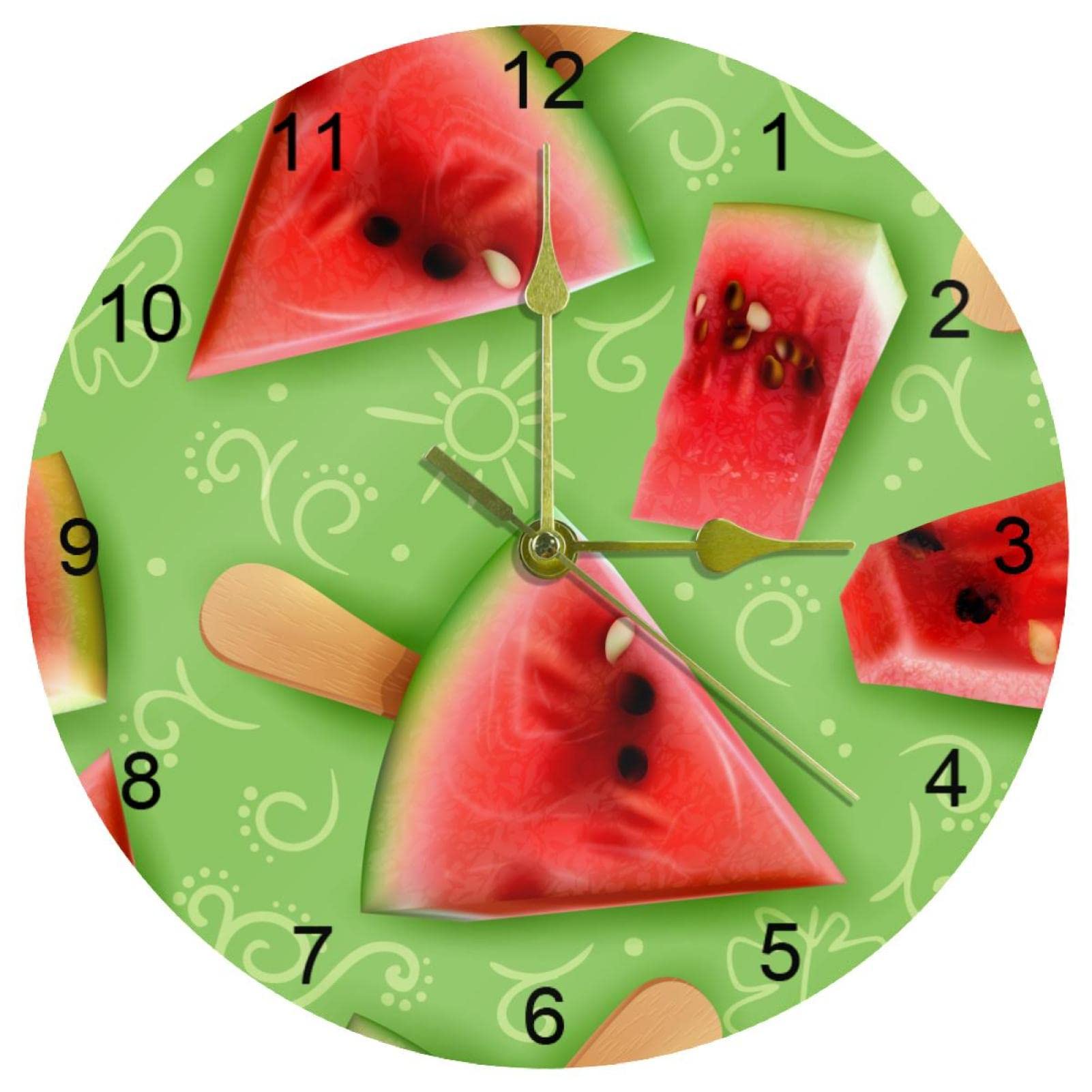 Horloge murale pastèque de 25,4 cm, pendule cuisine silencieuse