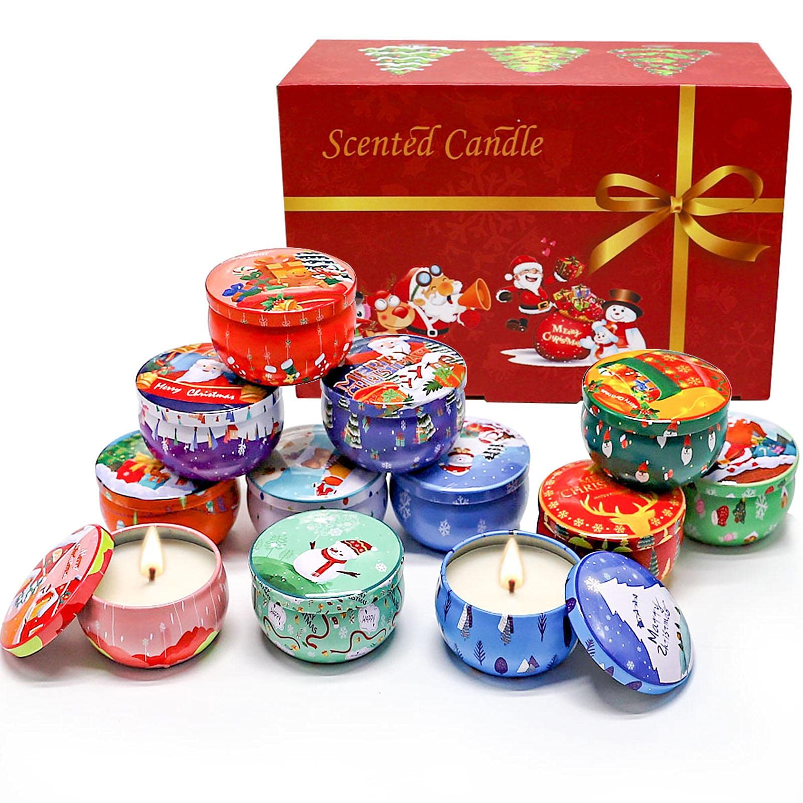 Yiida Velas Navidad, Set Regalo para Navidad, Velas Soja | Juego Regalo, 12 Unidades