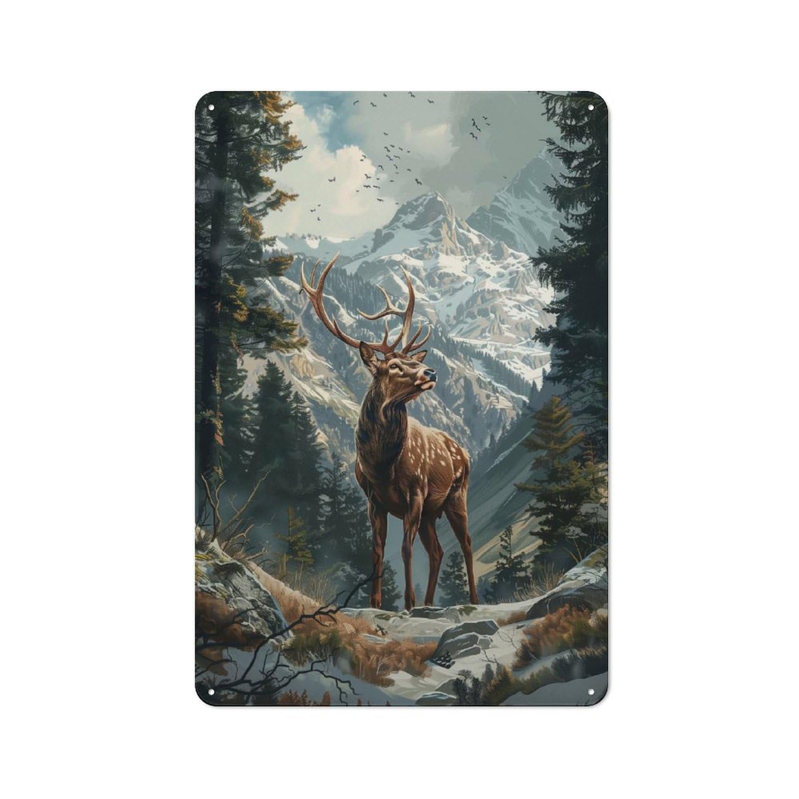 A Deer in The Forest Retro Metal Wall Decor 30x20cm, Metal Sign for Pub, Home Bar, Shed Or Man Cave, for Relaxed Wall Styling