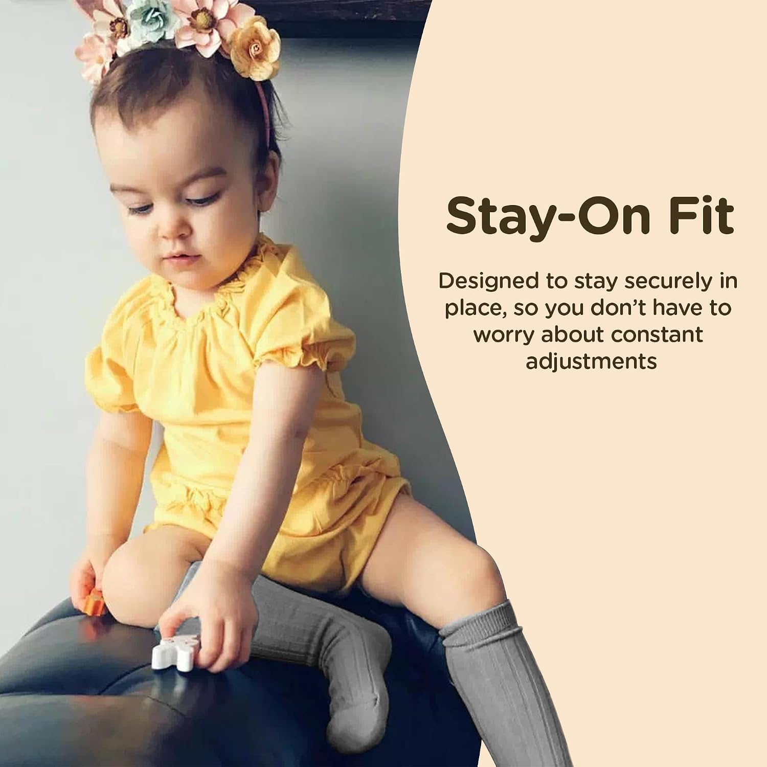 Babysoy Non-Slip Baby Girl & Boys Knee High Socks - Organic Cotton & Azlon Fiber - Newborn, Infant, Toddler - Set of 3