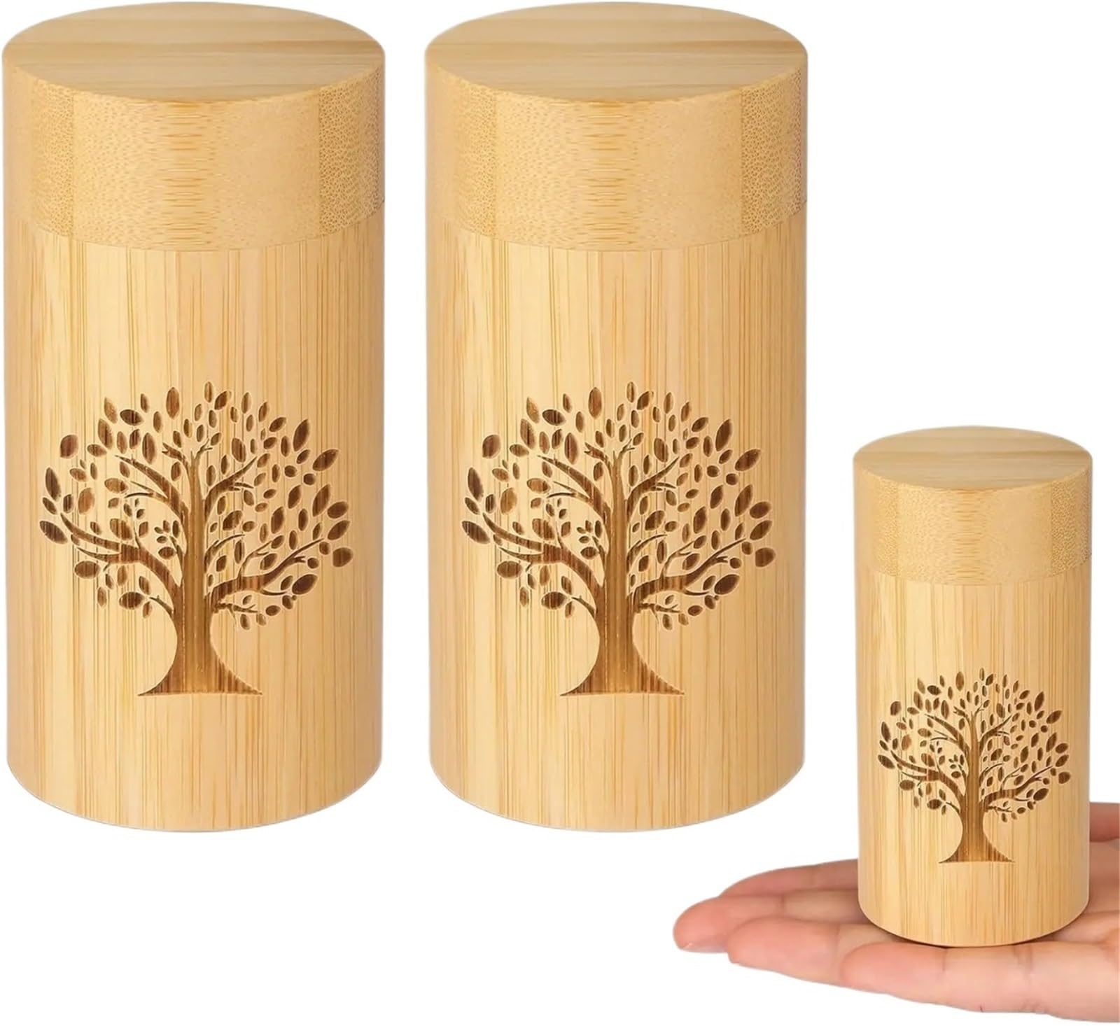 LOAFTWICRE Pet Urn Keepsake Urns With Tree Of Life Pattern Set Of 2 For Pet Ashes Holds 7.5 Cubic Inches