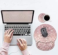 Vista 7 de Alfombrilla ergonómica para mouse con soporte de muñeca y posavasos para café, bonita almohadilla para reposamuñecas con base de poliuretano