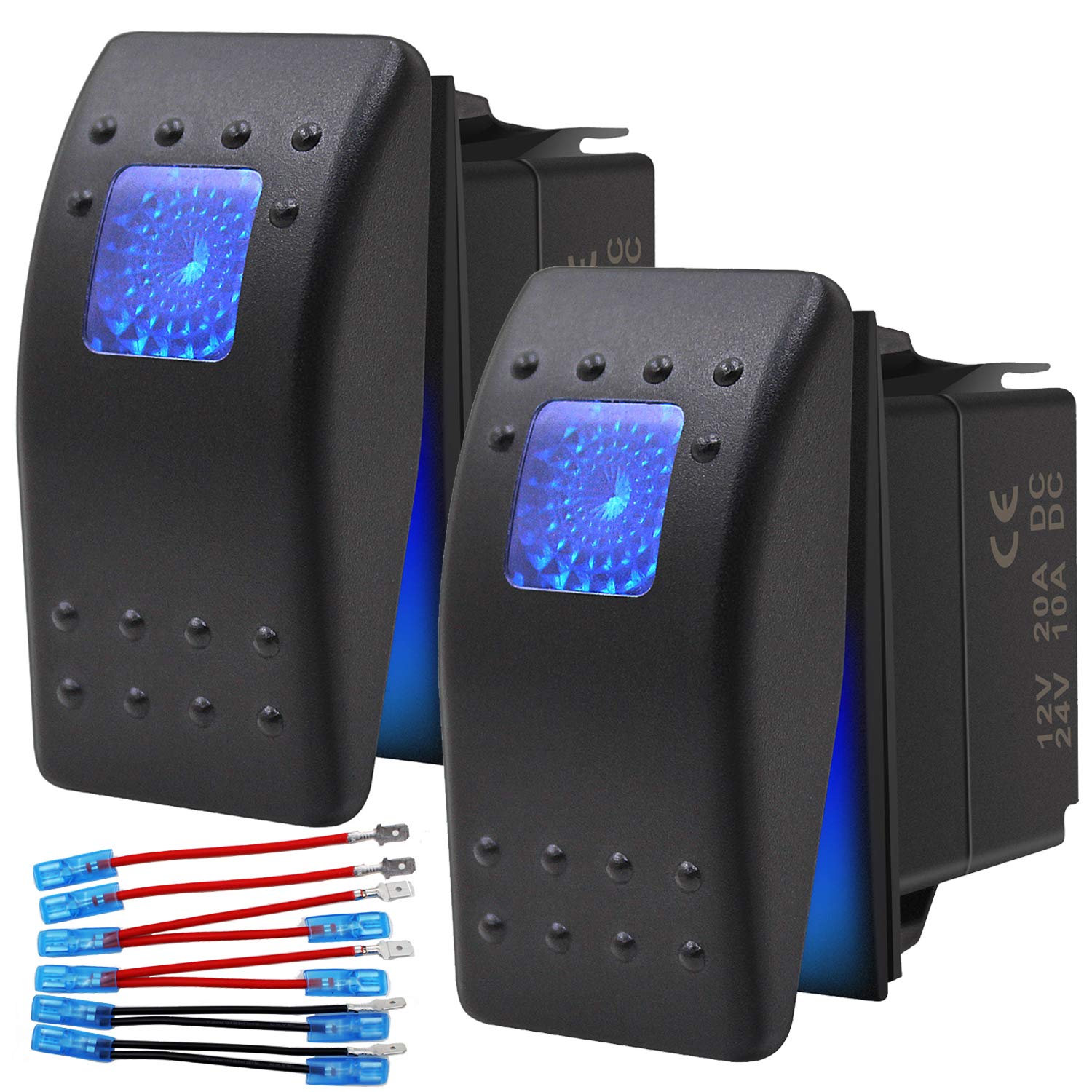 Buy KEING Waterproof Rocker Switch Toggle ON/Off Blue LED Light 12V