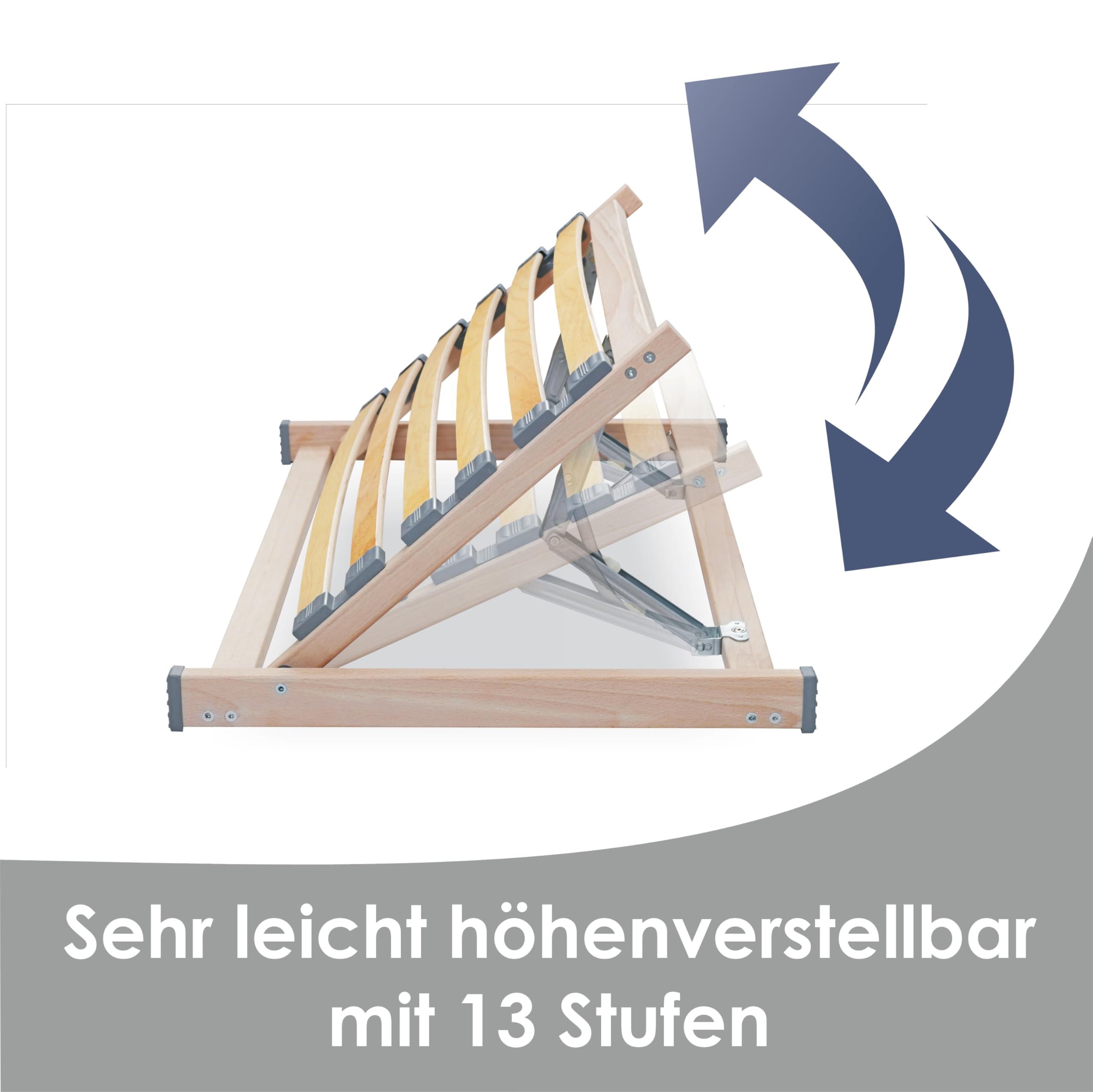 ECOFORM - Kopfteilverstellung ECO Head das Original 90cm – Kopfteil für Bett mit 13-facher Verstellung – Bett Aufstehhilfe kompatibel mit 90cm und 2x90cm Breiten Rahmen – Lattenrosthalter verstellbar
