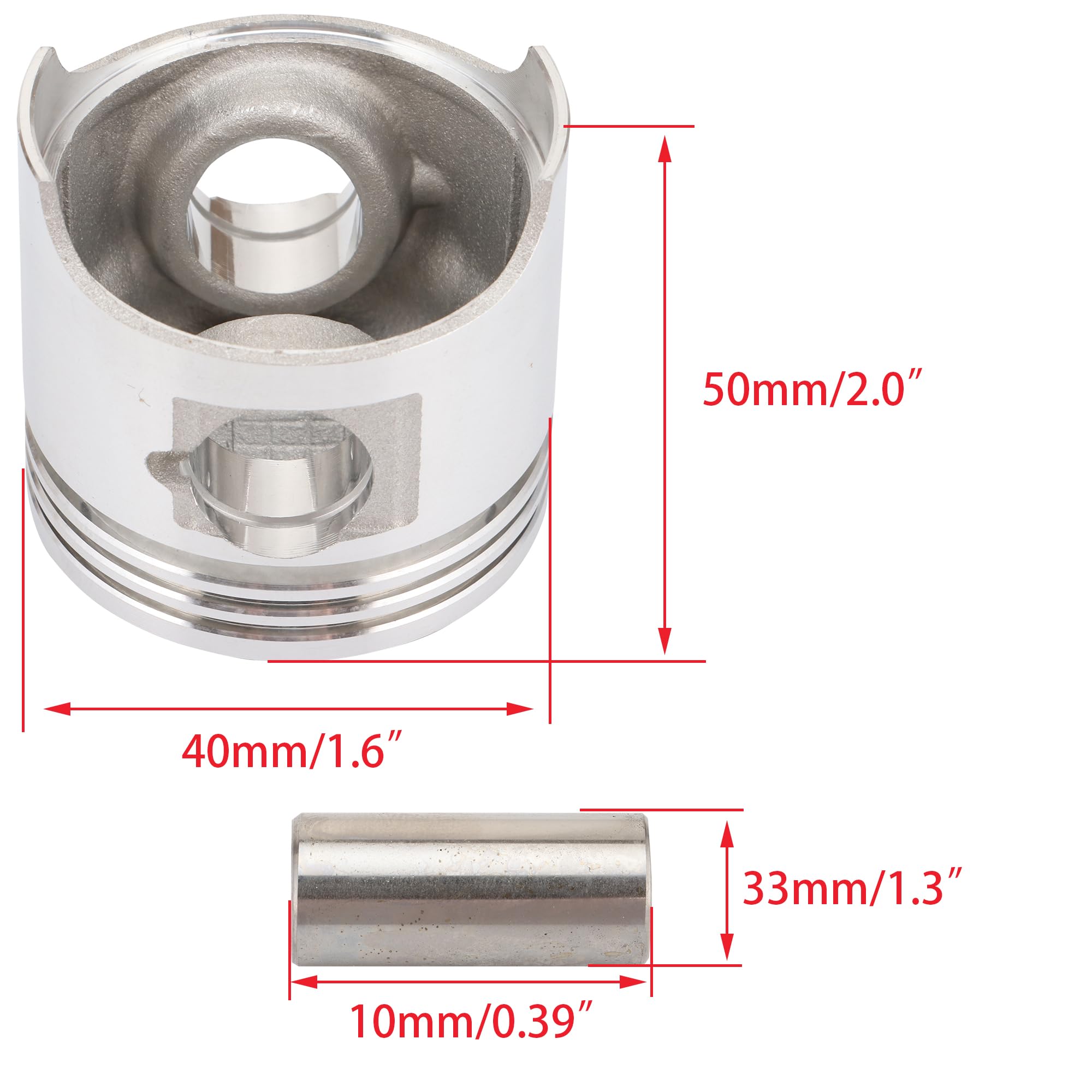 WOOSTAR 40mm Kit de Segments de Piston Remplacement pour 50cc Moteur Horizontal ATV Dirt Bike Go Kart