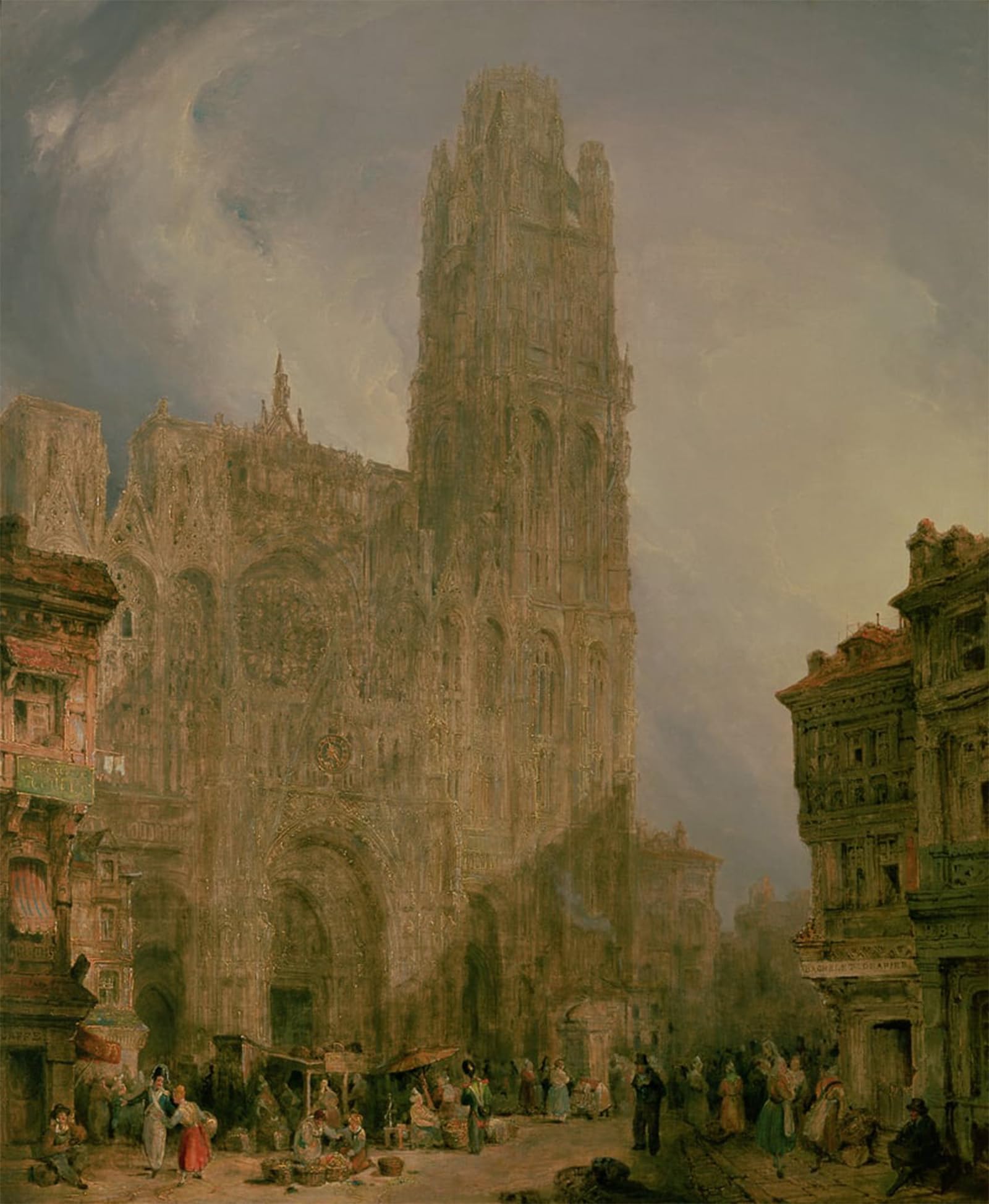SERENDIPITP Retro Picture Poster Wall Art Pictures Painting West Front of Notre Dame Rouen by David Roberts Wall Art Canvas Print for Wall Decor 60x90cm