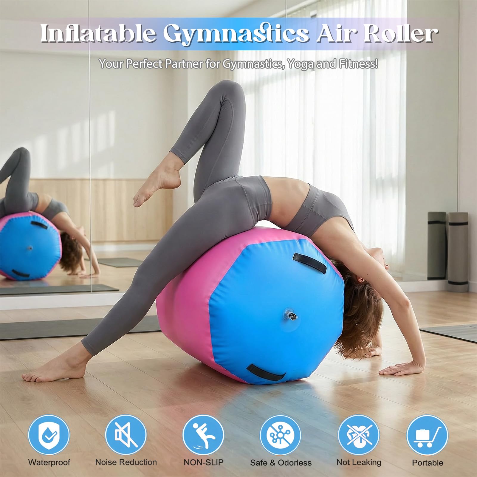 Rollo de aire inflable de PVC para yoga fitness con bomba