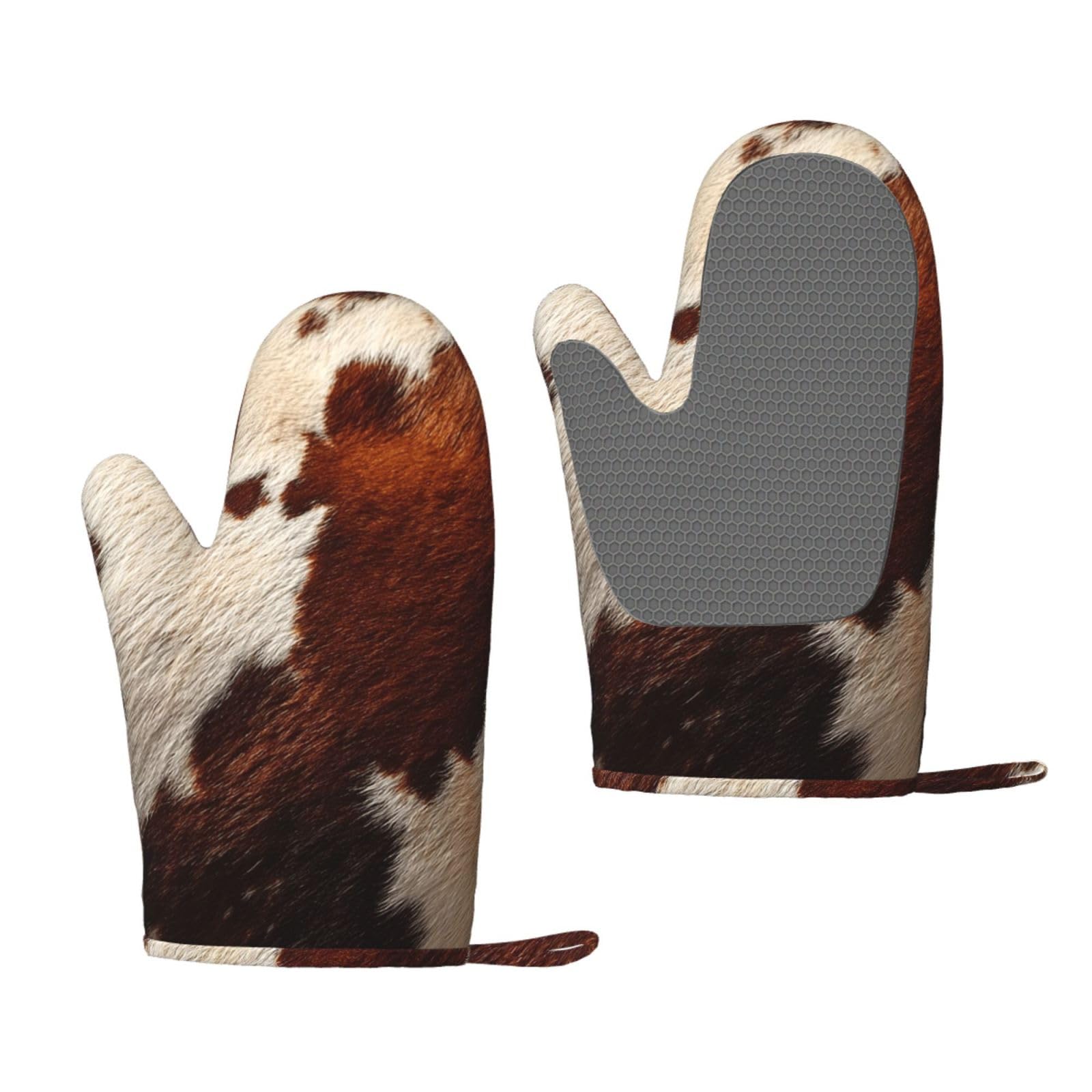 Oven Mitts Sets of 2 Heat Resistant Kitchen Gloves Red and white cowhide Oven Mitts BBQ Oven Gloves Non-Slip Silicone Oven Mitts Waterproof Cooking Safety Gloves for Kitchen