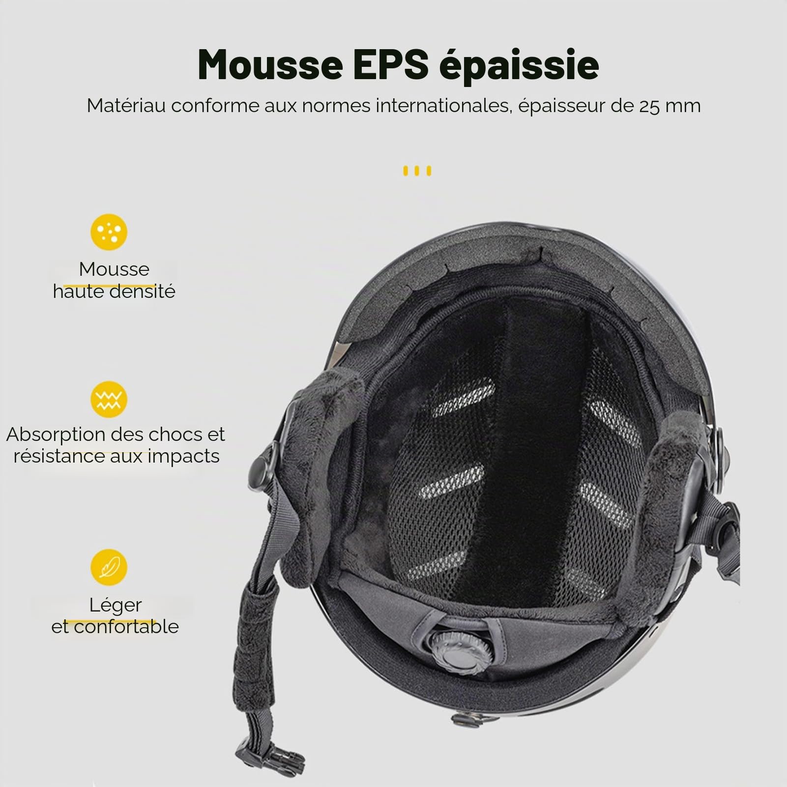 Luocute Casque de Ski, Casque de Snowboard avec Lunettes, Doublure EPS, 12 Aérations, Coussinets d'oreille Amovibles, avec Visière Amovible, pour