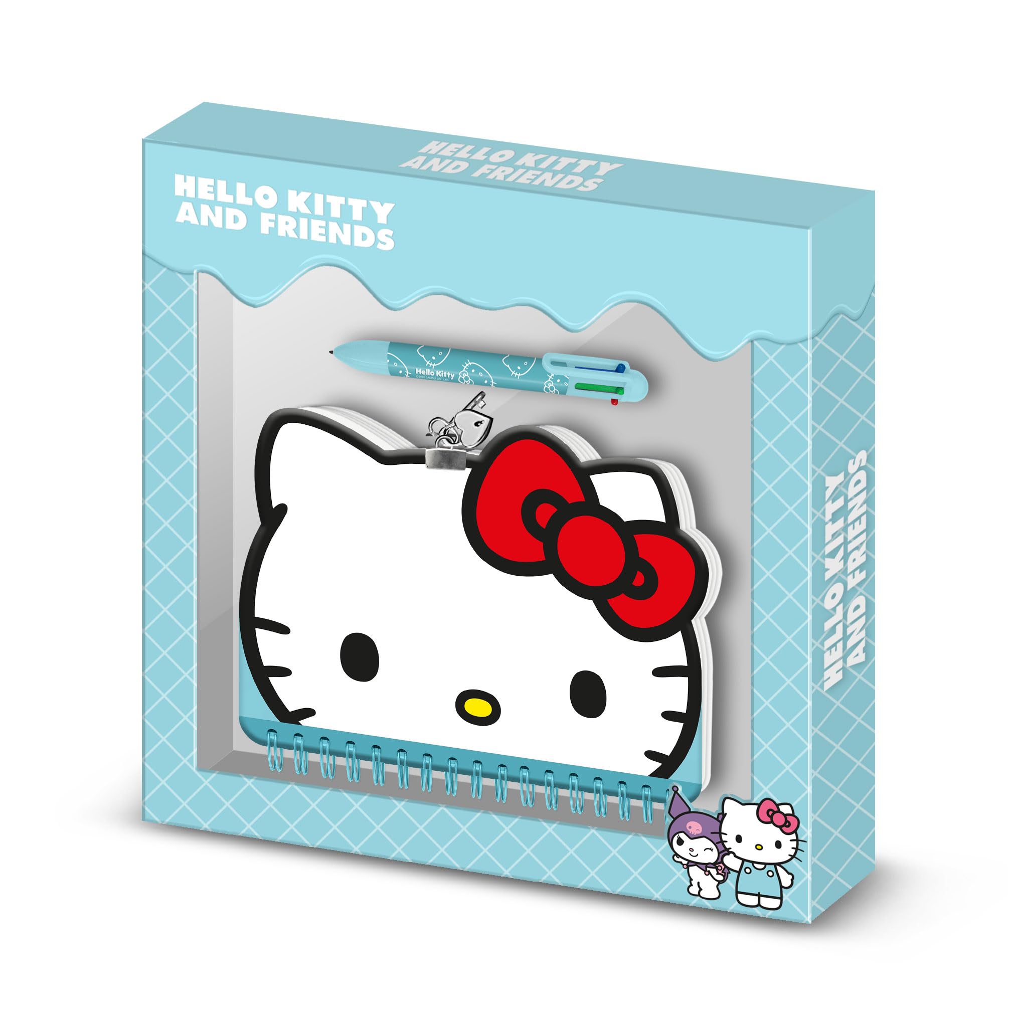 Hello Kitty Face-Pack of Kawaii Diary + 6-Coloured Pen, Blue