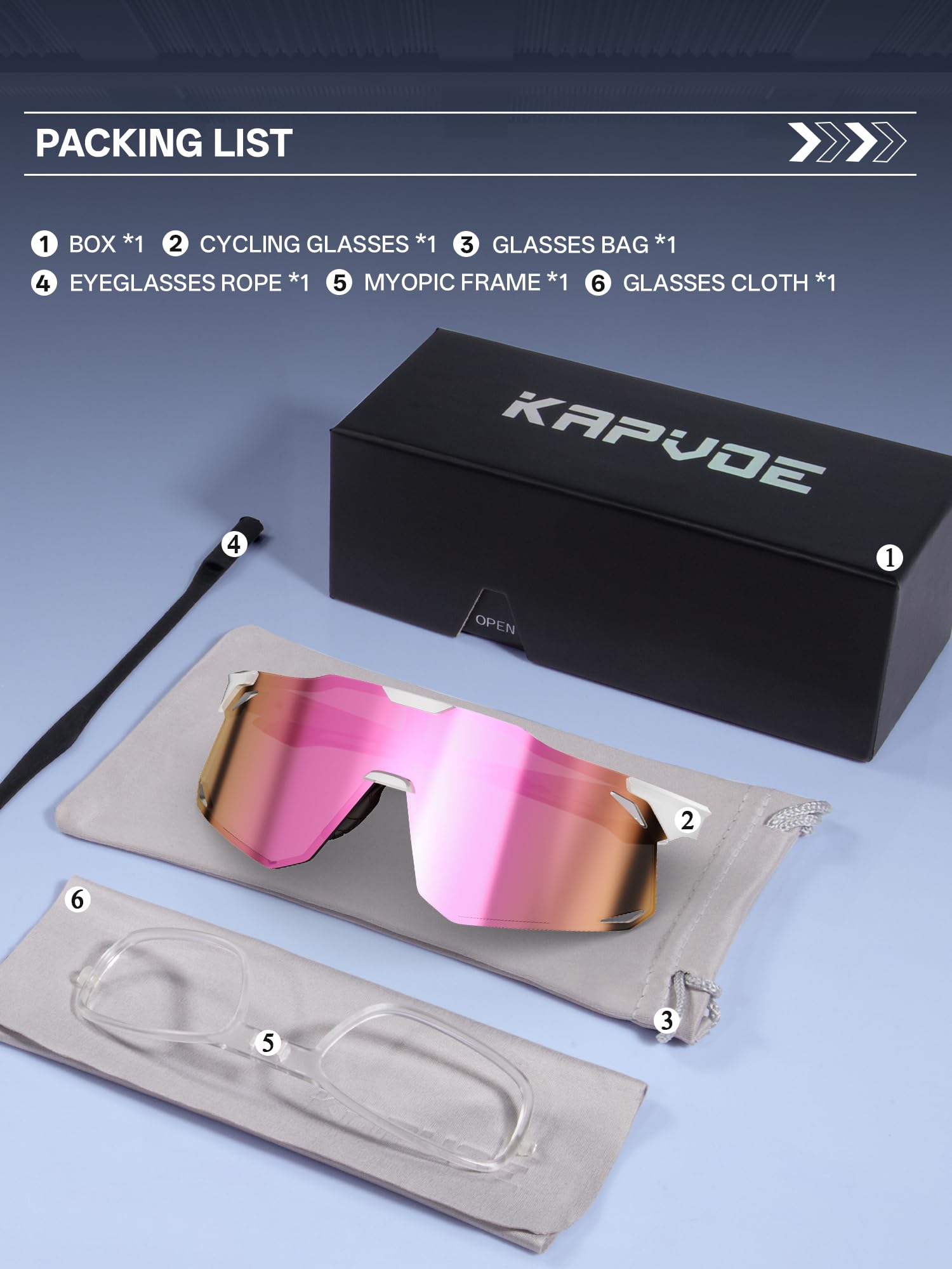 KAPVOE Fahrradbrille Herren Damen Sport Radfahren Sonnenbrille Baseball MTB Radbrille Rennrad Radsport - K347