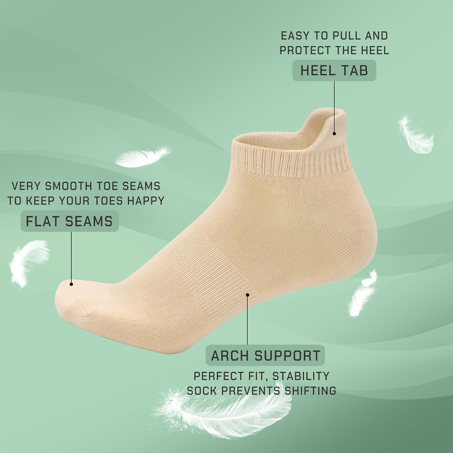 SERISIMPLE Thin Viscose Bamboo No Show Sock Men Low Cut Socks Odor Resistant Breathable Sock 5 Pairs - Image 3