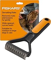 Fiskars Pet Deshedding Brush for Cats & Dogs - Fine Bristles, SoftGrip Handle, Gentle Grooming & Dematting Tool