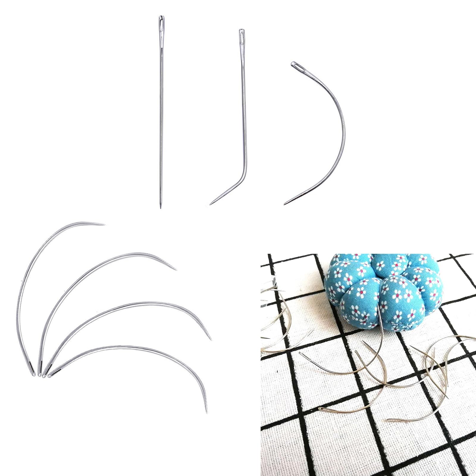 50x Curved Needle Curved Sewing Needle for Leather Project Carpet Canvas Repairing Wigs Making Upholstery Weaving Needle
