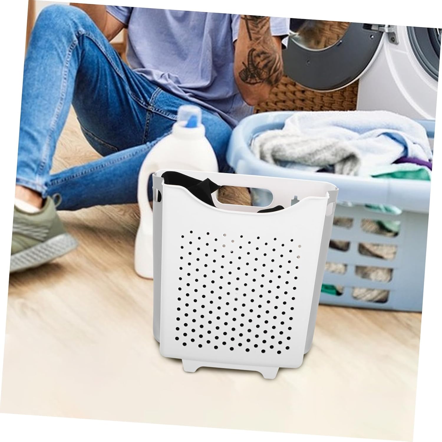 Garneck Collapsible Wall Mounted Laundry Basket for Dirty Clothes Space Saving Foldable Hamper with Efficient Wall Mount Easy to Transport and Store for Bathroom and Room Organization