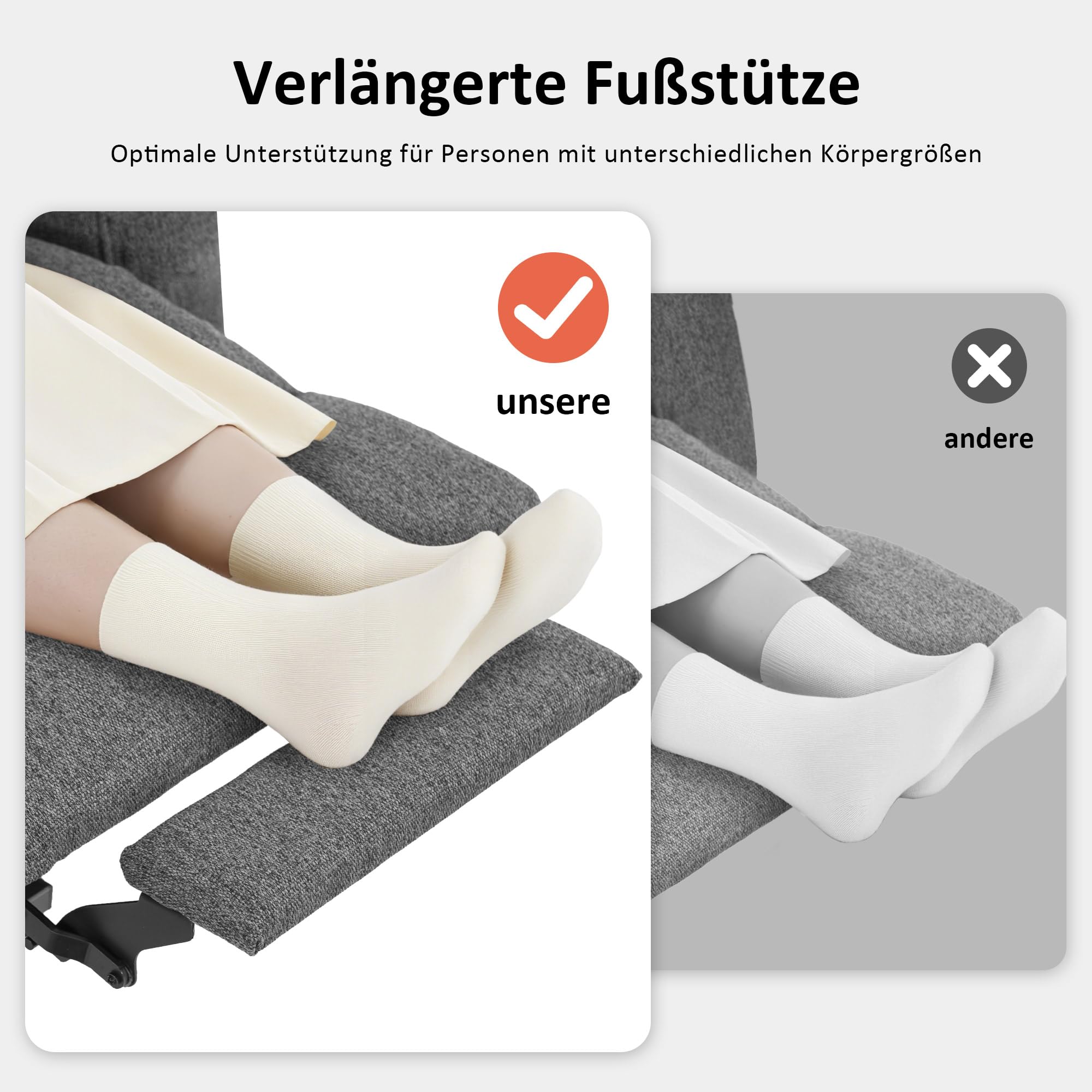 MCombo M poltrona elettrica con 3 motori, schienale e poggiapiedi regolabili, funzione di relax e reclinazione fino a 170°, Testa regolabile 7550 (Grigio)