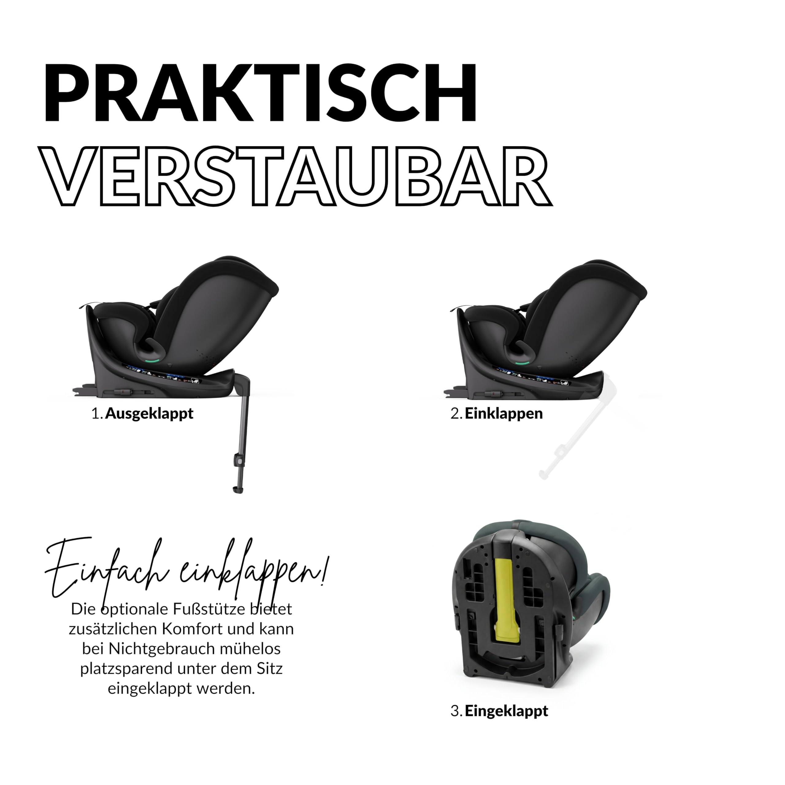 OWEN 360Comfy Kindersitz 360° drehbar Isofix Reboarder 0-36 kg – Schwarz | ECE R129 i-Size geprüft (40-150 cm, 0-12 J.) – Seitenaufprallschutz, Sonnenverdeck, 360° drehbar & rückwärtsgerichtet
