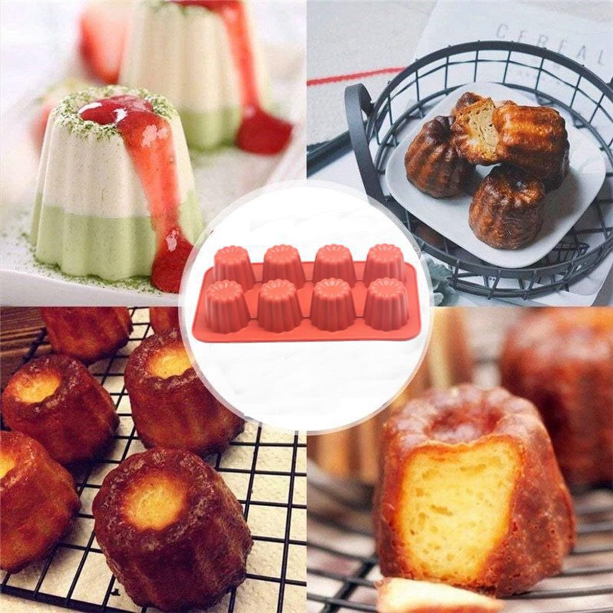 mostsom Molde de silicona para tartas, mousse, moldes de chocolate de cilindro alto para pasteles, brownie, pudín, postre, pastelería, helado, gelatina (cilindro B con 8 cavidades)