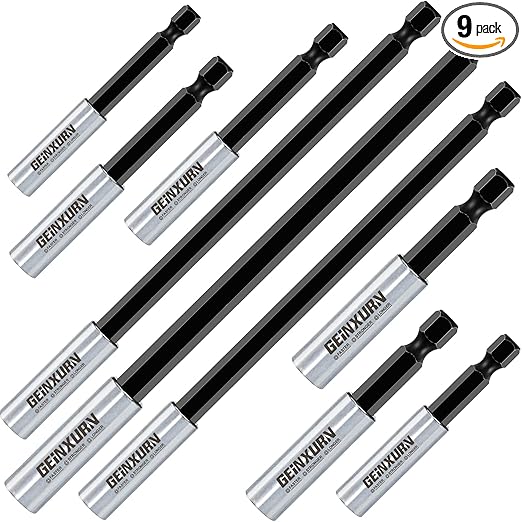 9Pc Cr-V Screwdriver Bit Holders, Extension Socket Drill Bit Magnetic Holder Hex Shank Quick-Change Drill Bit Guide (2.5”3”6”)