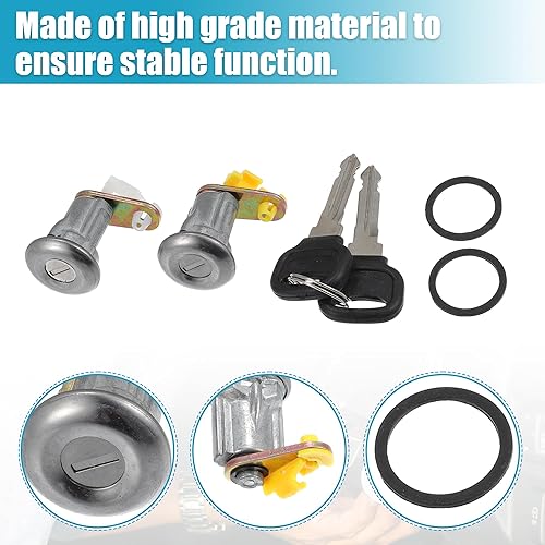 Miniatura 5 de ACROPIX Cilindro de cerradura de puerta de repuesto para Mazda B2200 - Paquete de 4 unidades, tono plateado, negro