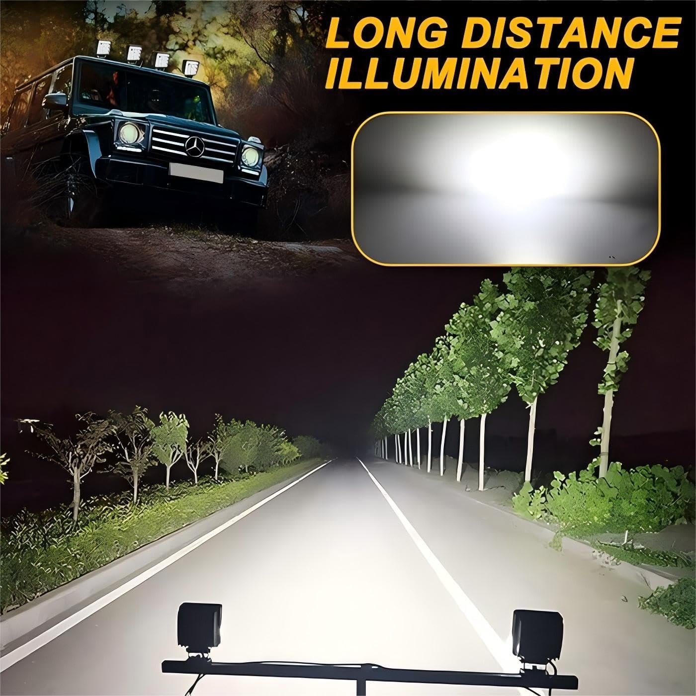 Faro da lavoro Led, 10x48W Trattore Auto,12v 24v,46mm Spessori Faretto Faro Luci da Lavoro a led,Off-road Fendinebbia Impermeabile Per Fuoristrada Moto 4WD SUV ATV Camion
