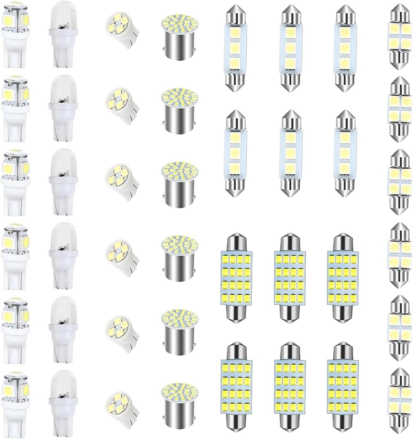 WZP 42PCS Automobile Inside LED Gentle Mixture Set, T10 31mm 36mm 41mm LED Bulbs, Extensive Angle Tremendous Shiny Gentle Bulb for Brake, Studying, License Plate, Map, Parking Lights (White)
