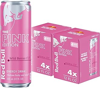 Pink Edition Energy Drink, Wild Berries, 12 fl. oz., Pack of 8 cans, with 80mg Caffeine, Taurine & B Vitamins