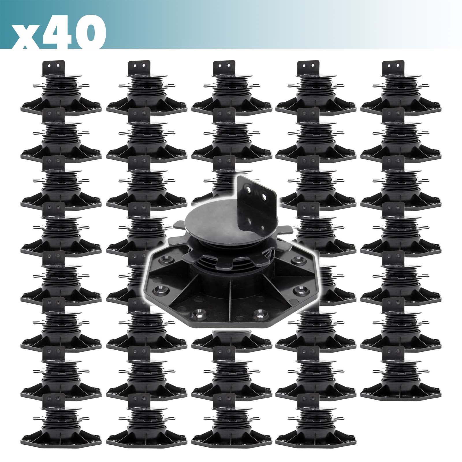 XPOtool Juego de 40 bases regulables para terraza carga máxima 2700kg ajustable en altura 33-64mm