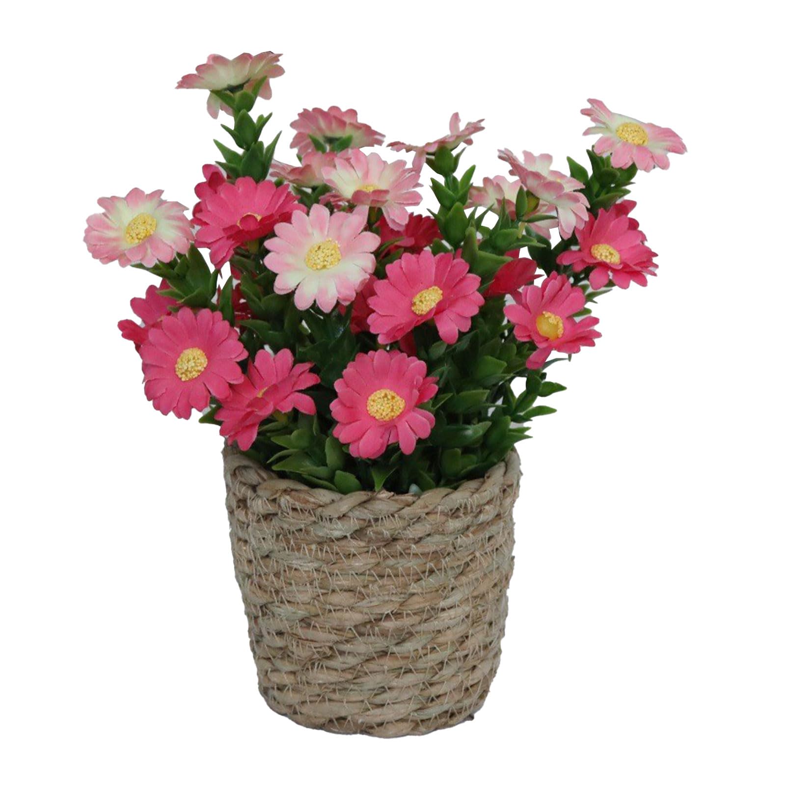 BEIJIALY Artificial Mini Potted Plants, Faux Plants, Artificial Flowers Pot, Fake Flower in Pots Faux Greenery Plants Decorative Artificial Plants for Home Office Decor(Pink)