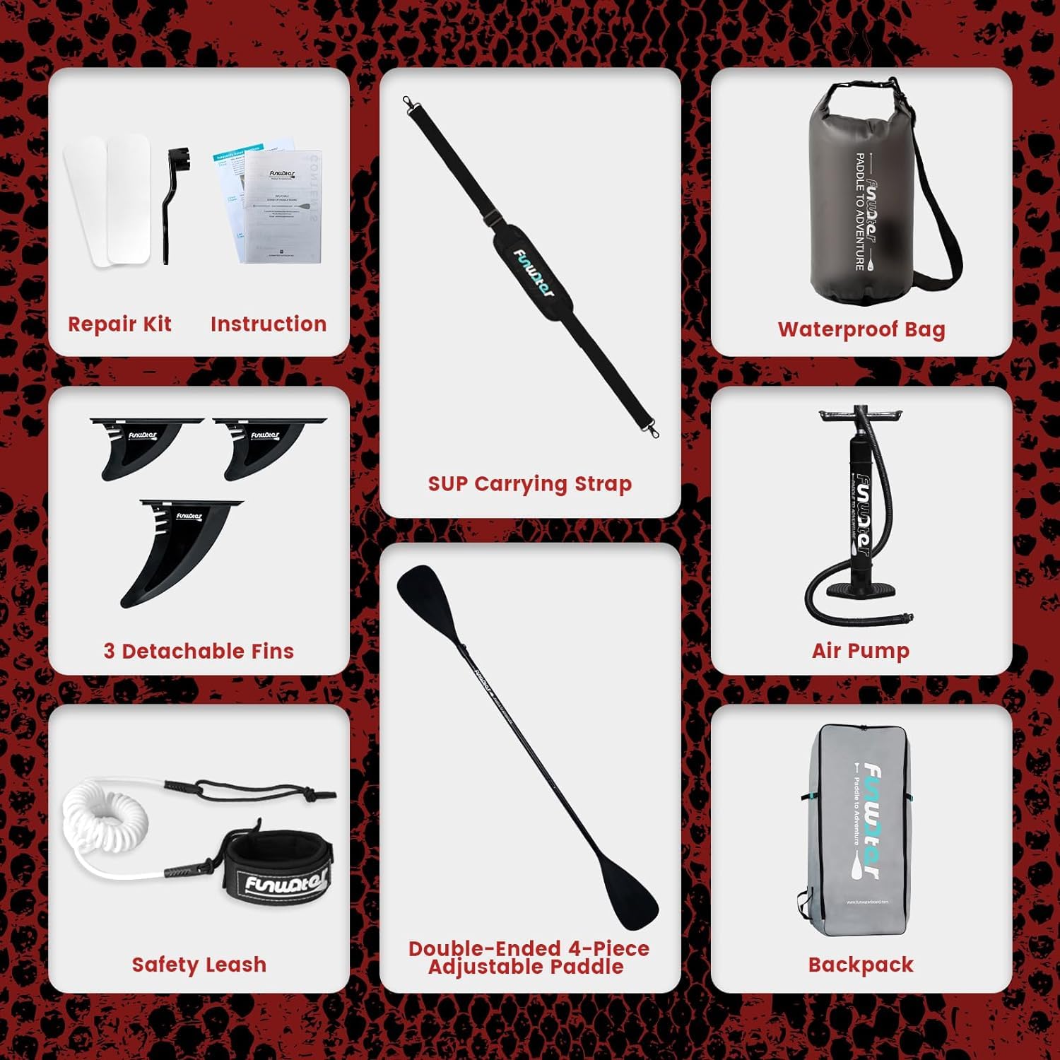 FunWater Tavola SUP Gonfiabile Surf Paddle Board Inflatable, Ultralight SUP per tutti i livelli con Due Accessori Tipo