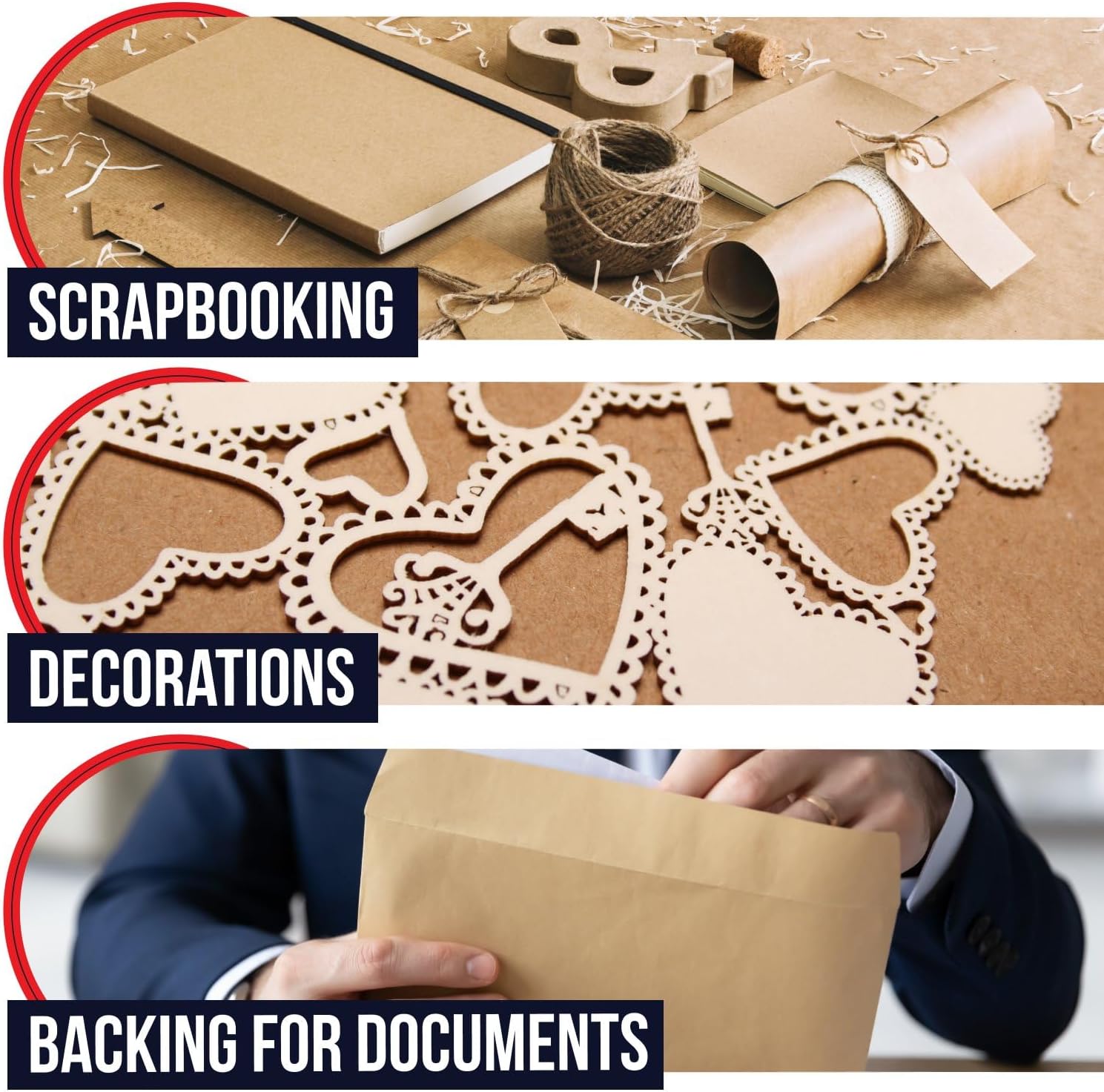 8.5" x 11", Brown Kraft Pasted Chipboard Sheets, 22 Pt – Made in USA Heavy-Duty Extra Thick Cardboard Chipboard (Bundle of 200), – Durable Chipboard for Picture Frame Backing, Book Covers