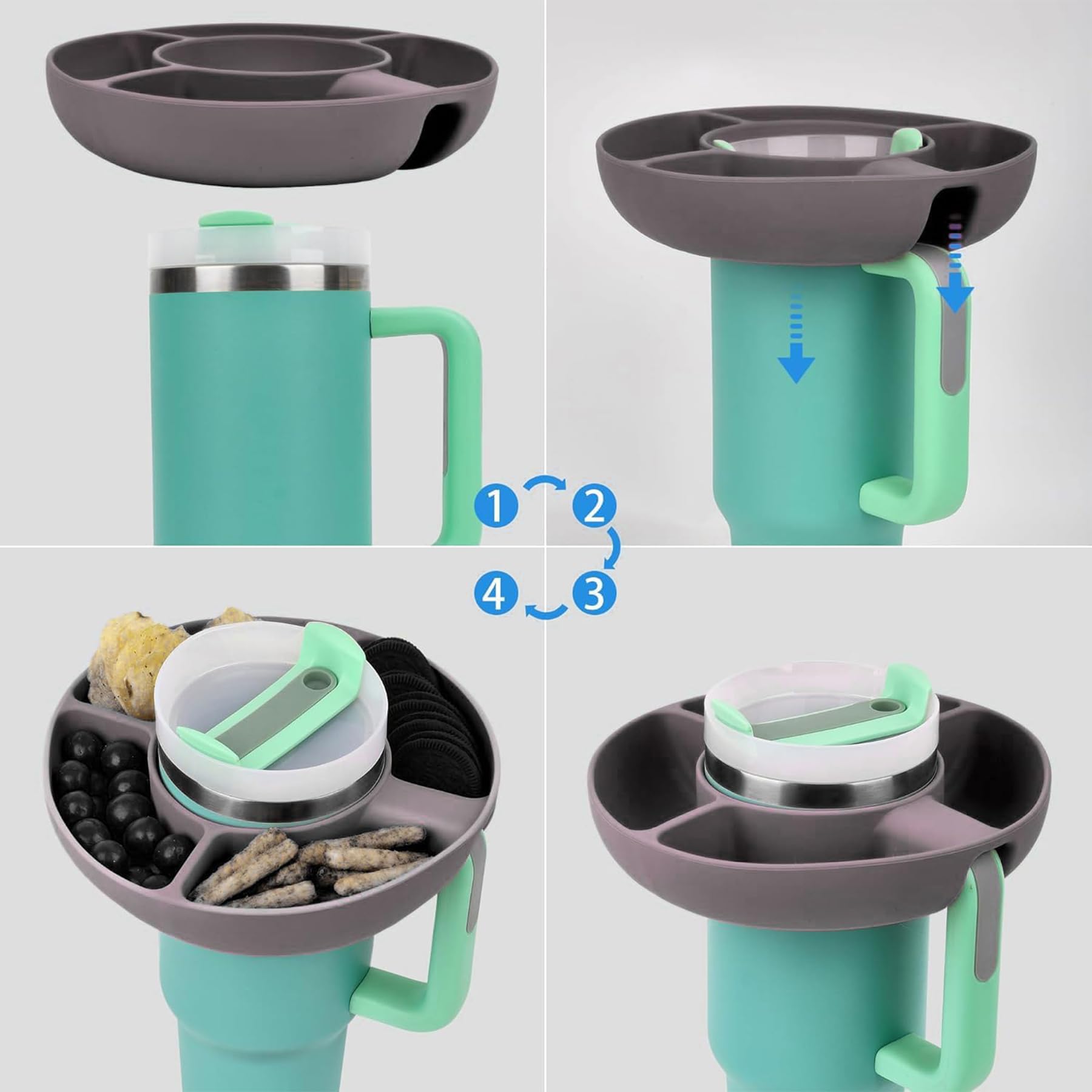 Set Di 5 Accessori Glamify Per Stanley Cup 40oz: Ciotola Snack Con Coperchio, Stivali E Copricannucce