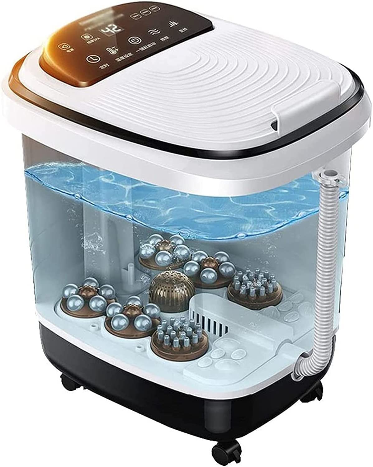 ESHINEDE Masajeador de pies, bañera de hidromasaje eléctrica portátil multifunción con Rodillos motorizados, Masaje Shiatsu, Ducha, Calor, luz roja, Control de Temperatura, Temporizador, Pantalla LED