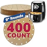 Reli. Air Fryer Parchment Paper Liners (400 Pcs) Brown | 9 Inch Round Disposable Liner Sheets | Parchment Paper for Air Fryer, Steaming | Perforated 9