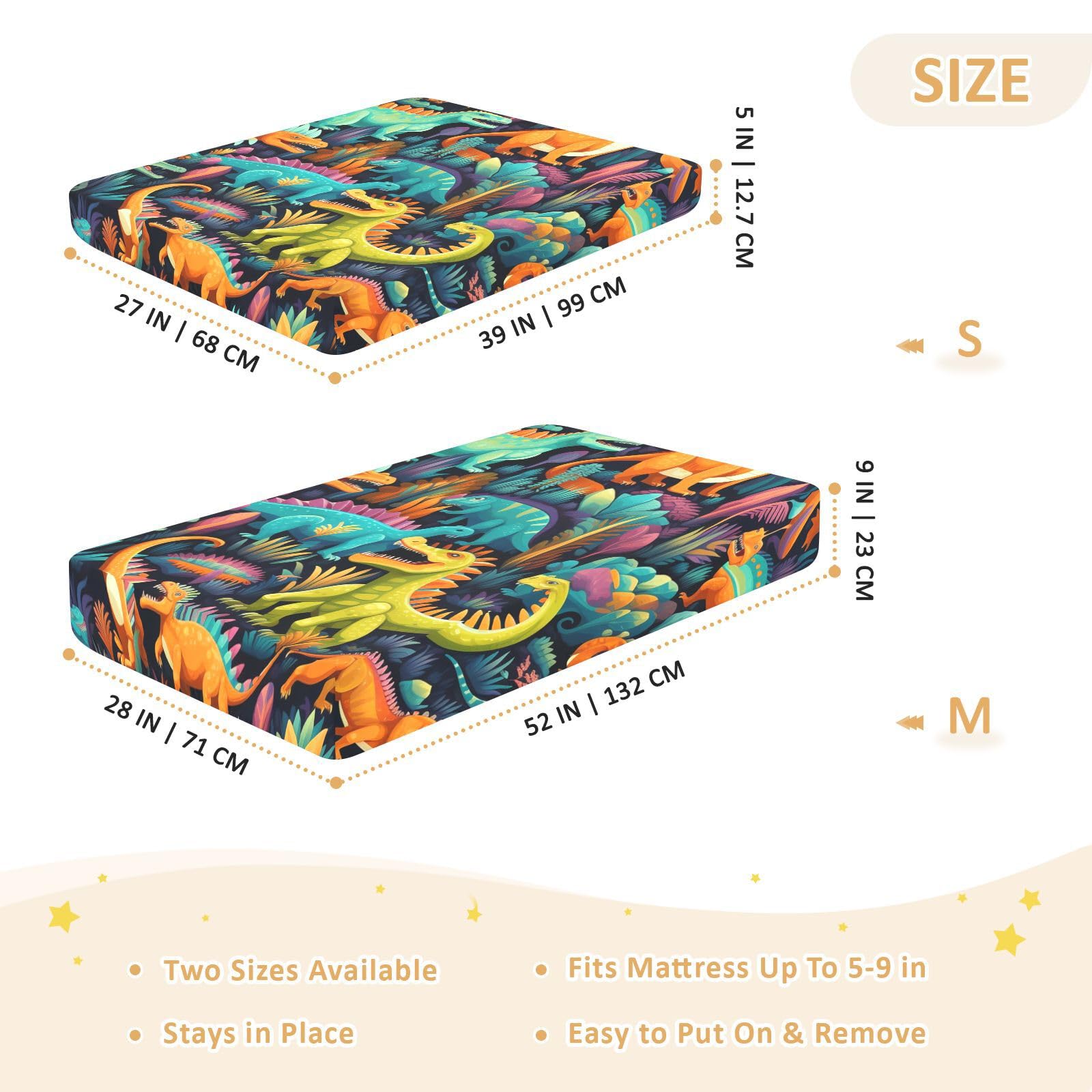 Dinosaures De Dessin Animé Coloré Drap Housse pour Lit BéBé en Coton Doux,Adapté au Matelas Parc