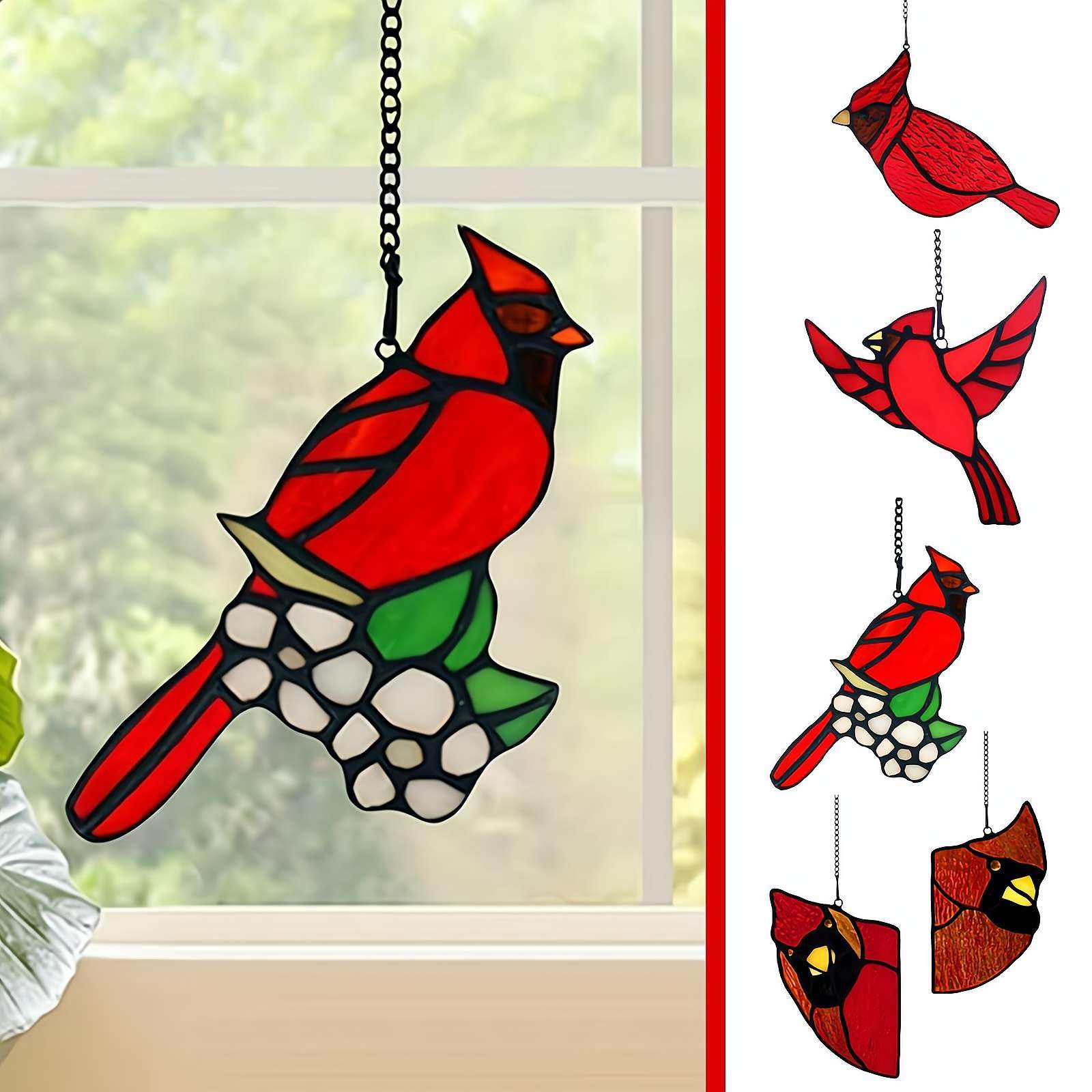 Vetro Colorato Da Appendere Alla Finestra, Colibrì Su Un Ramo