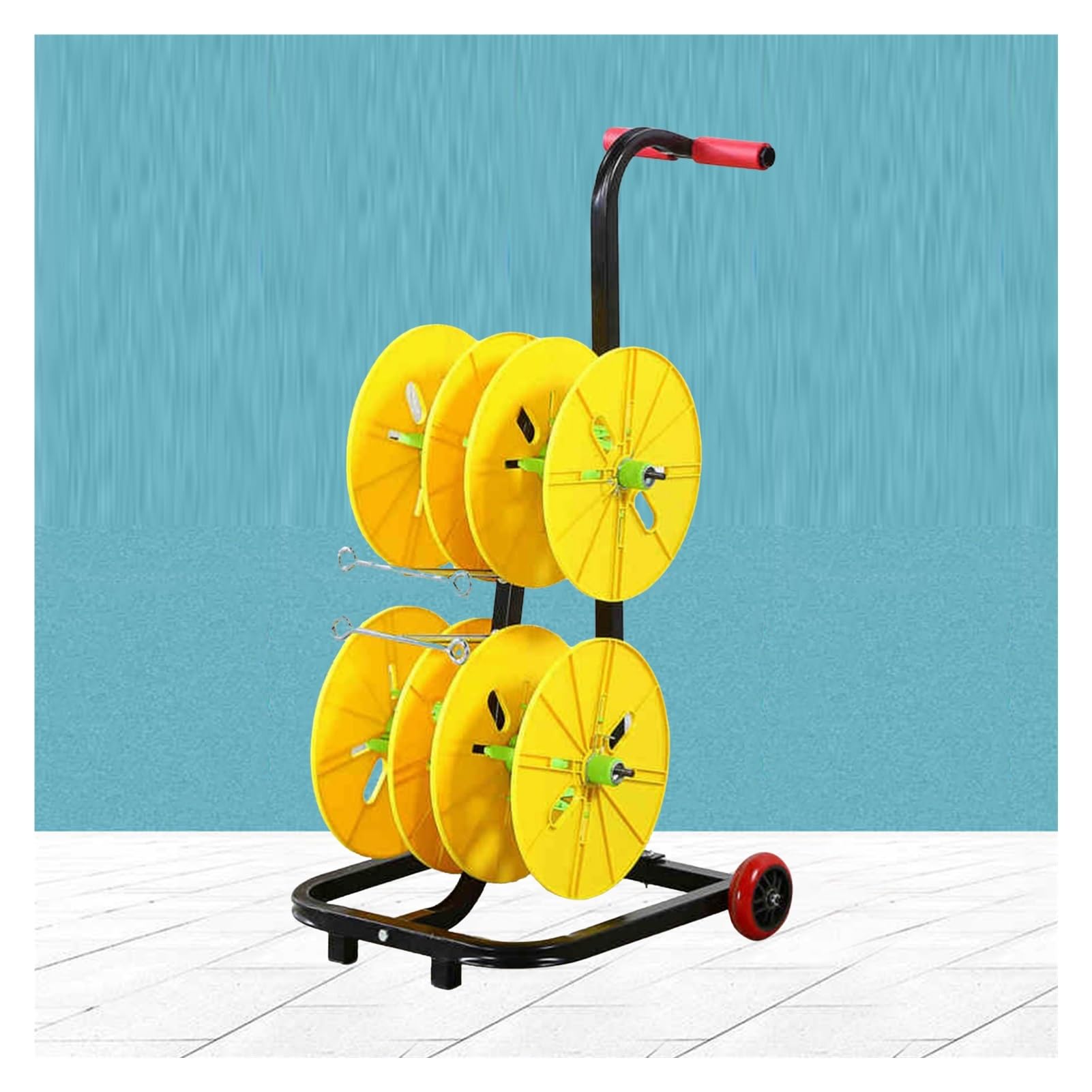 WDSOPK Wire Spool Rack,Cable Roll Holder for Industrial Workplace,4/6/8 Rods Heavy Duty Wire Spool Cart with Wheels,for Ribbon Filament Storage (4 Rods Wire)