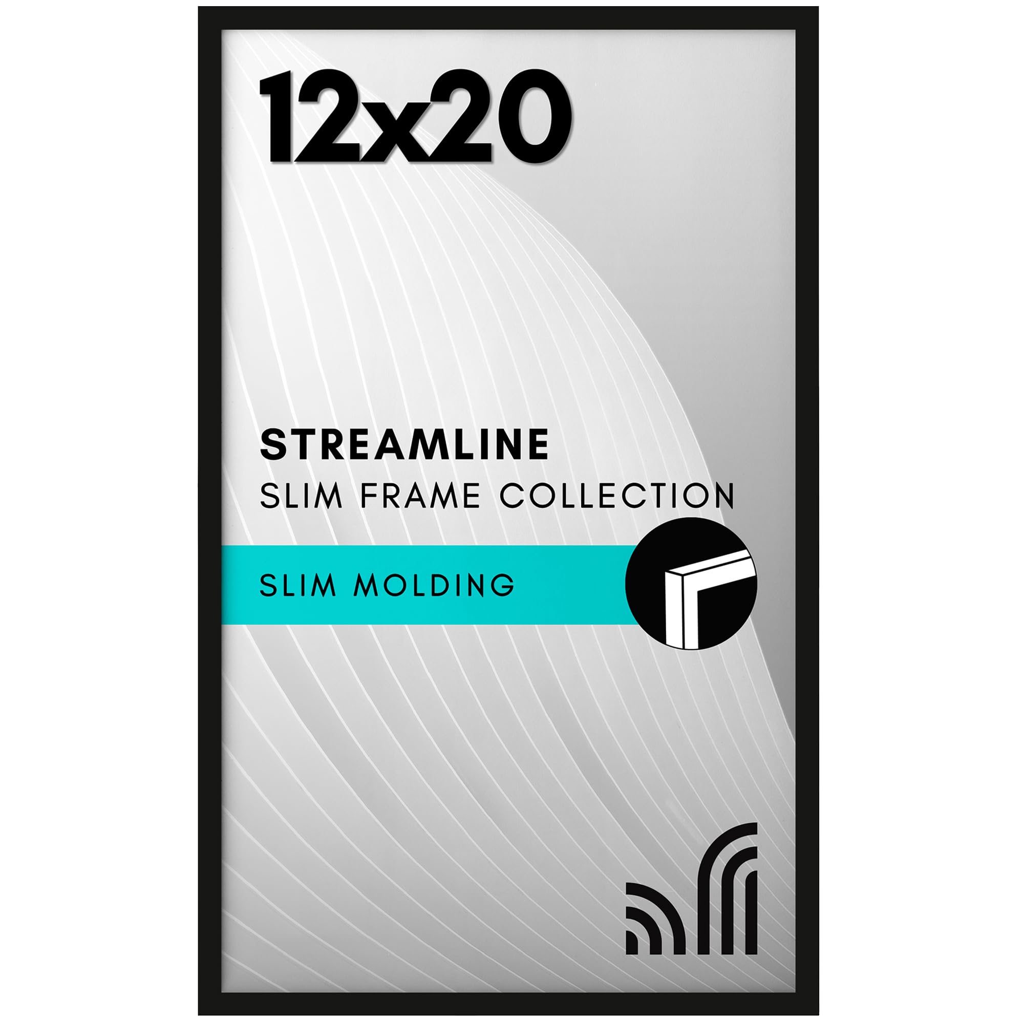 Americanflat 12x20 Picture Frame with Polished Plexiglass - Streamline Collection - Thin Border Picture Frame for Wall Display - Hanging Hardware Included - Black