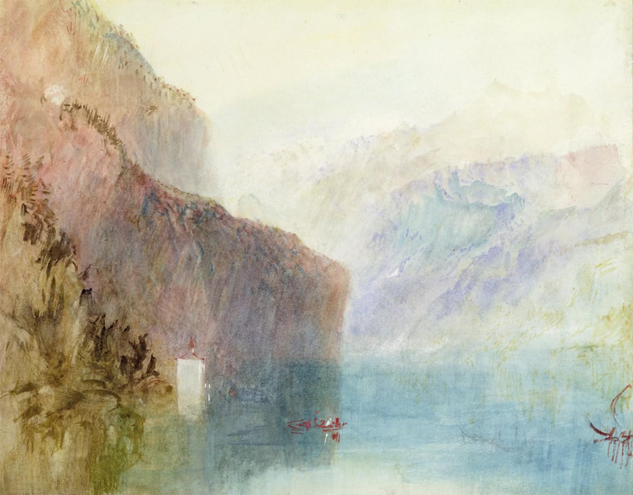 SERENDIPITP Retro Picture Poster Wall Art Pictures Painting Tell's Chapel Lake Lucerne by Mallord William Turner Wall Art Canvas Print for Wall Decor 60x90cm