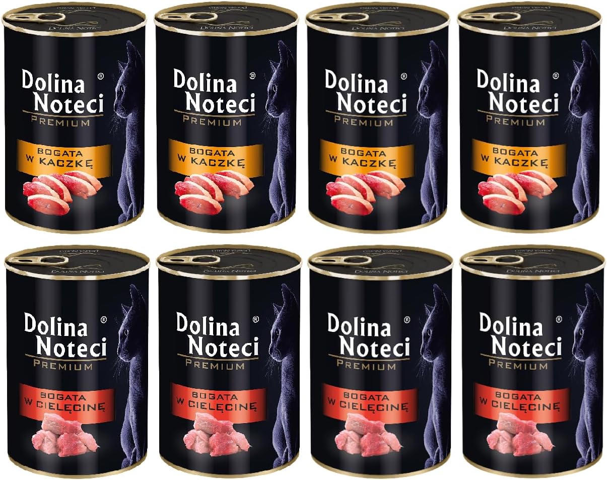 Dolina Noteci Premium mokra karma dla kota bogata w kaczkę i cielęcinę mix smaków 8x 400g