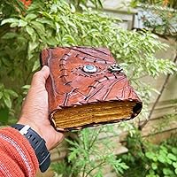 Vista 6 de Hocus Pocus - Diario de cuero para decoración de Halloween, libro de hechizos en blanco de sombras con cierre de cerradura, accesorio de decoración