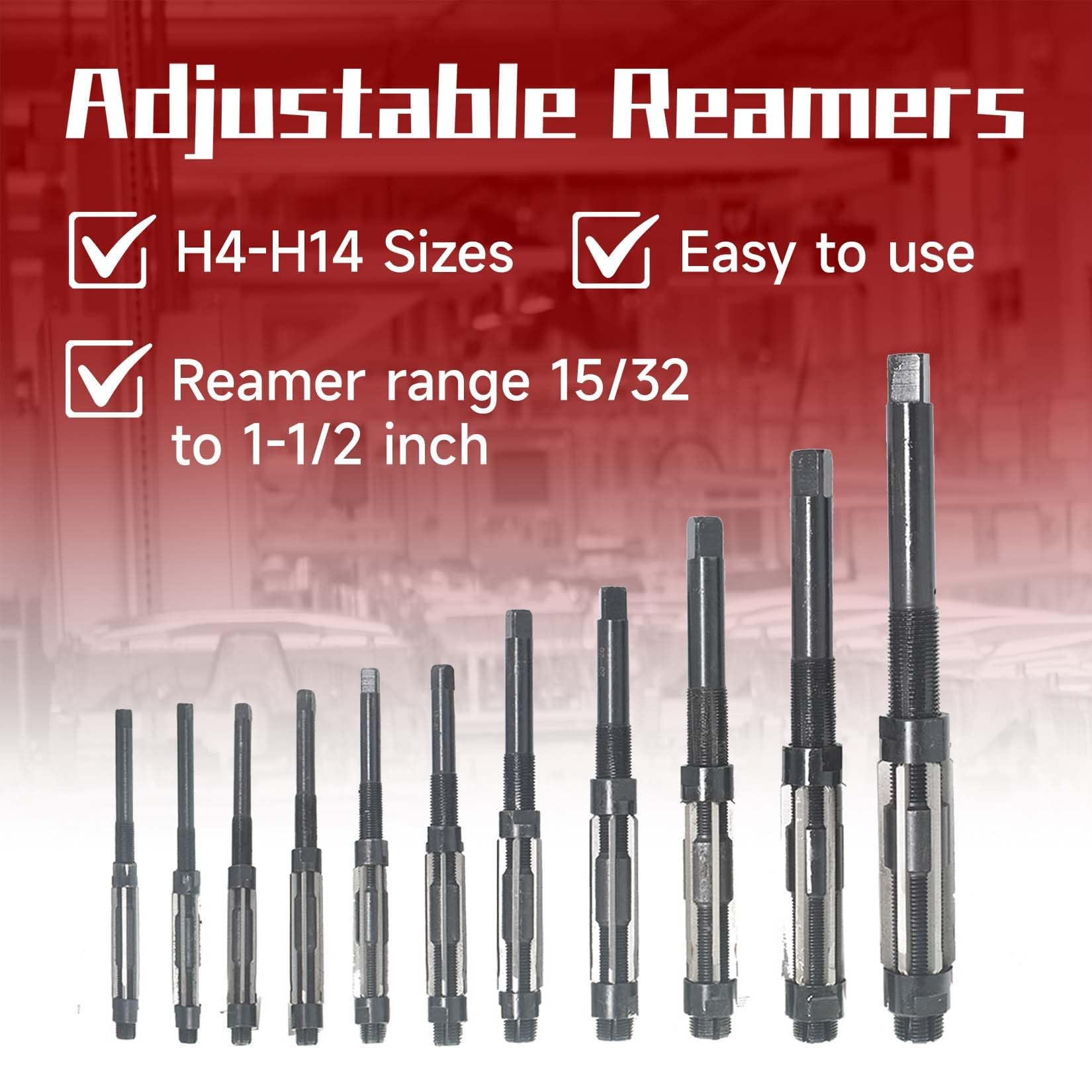 Adjustable Reamers Set - High Speed Steel, 11 Pcs -2