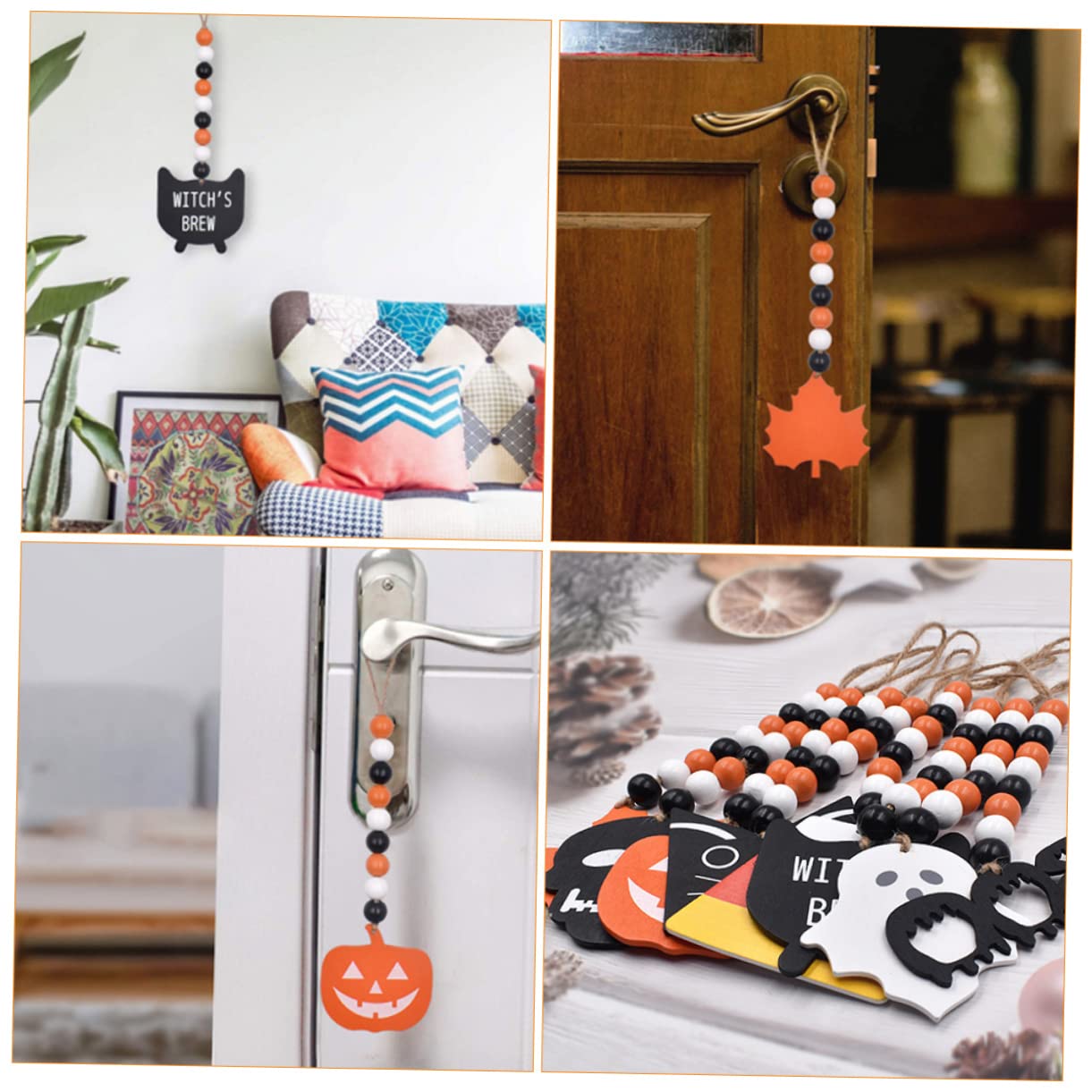 IMIKEYA 3 Sätze À 10 Stück Halloween-Perlen Halloween-Girlande Wohnakzente Halloween anhänger Halloween wanddeko holzscheiben Heimdekoration Girlanden aus Holzperlen Perlengirlanden