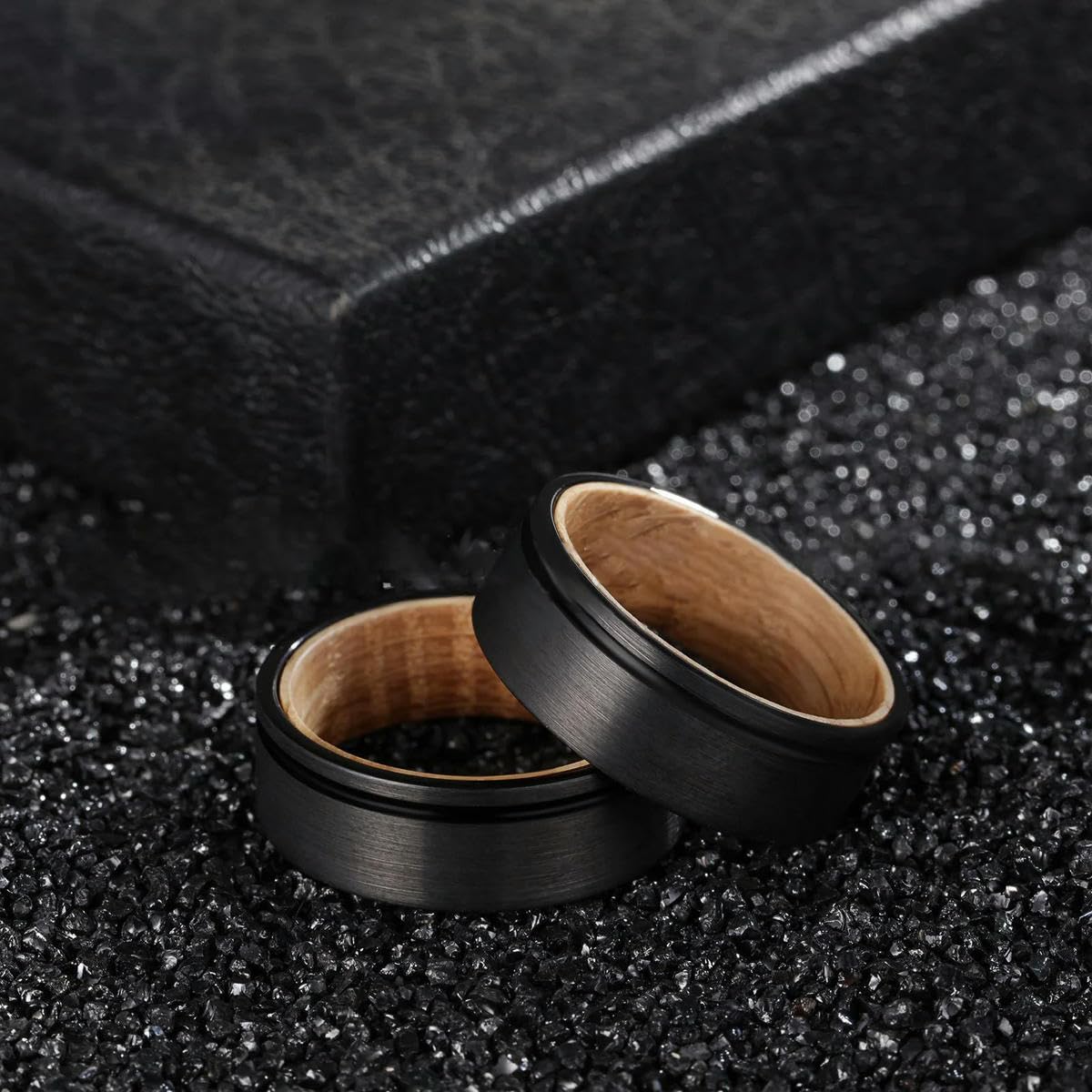 Anillo de Acero de carburo de tungsteno de 8 mm para Hombres Ranura Anillo de Acabado Mate Incrustación Joyería de Madera Boda al por Mayor